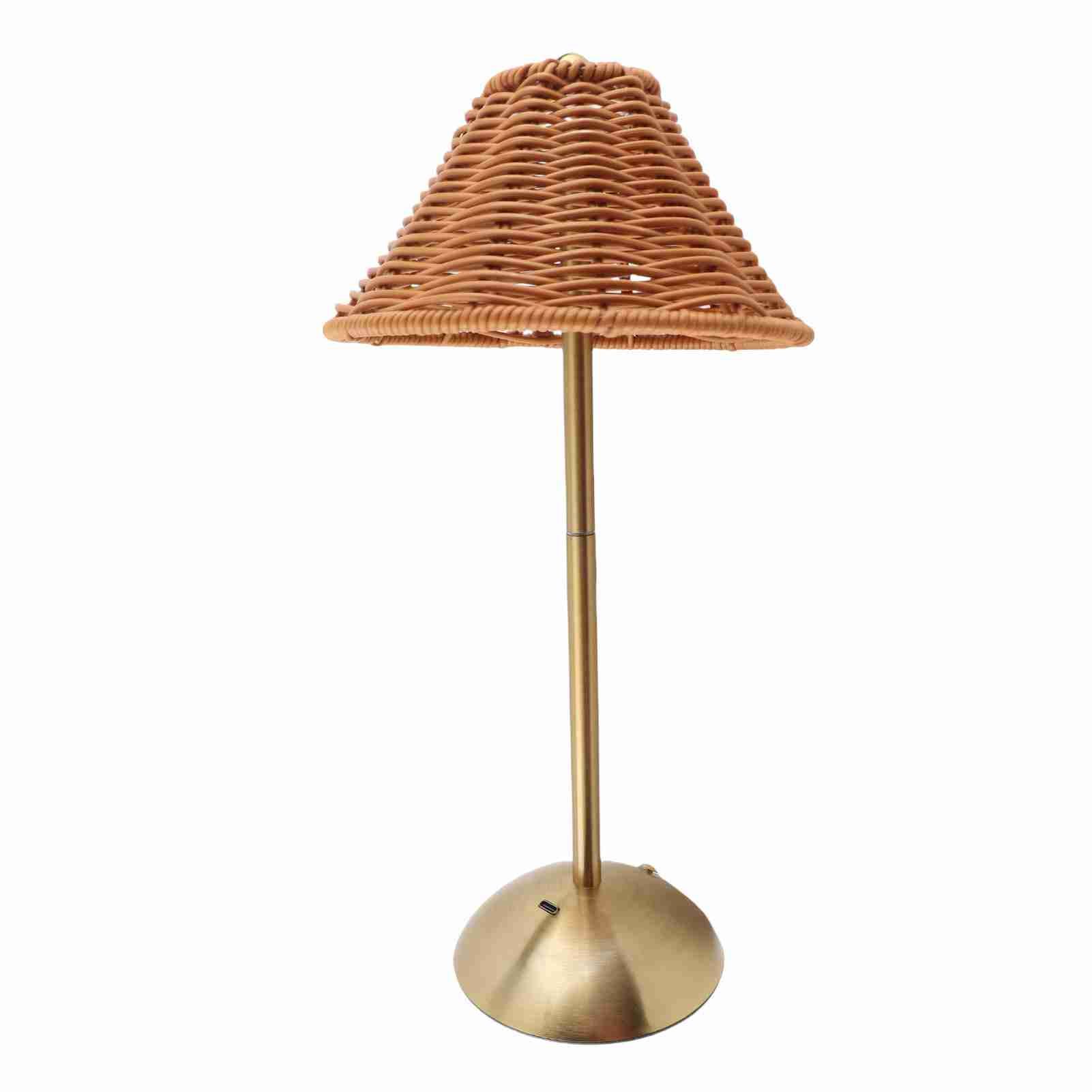 Cordless Boho Rattan Table Lamp Rechargeable Dimmable LED Bedside Lamp view 9