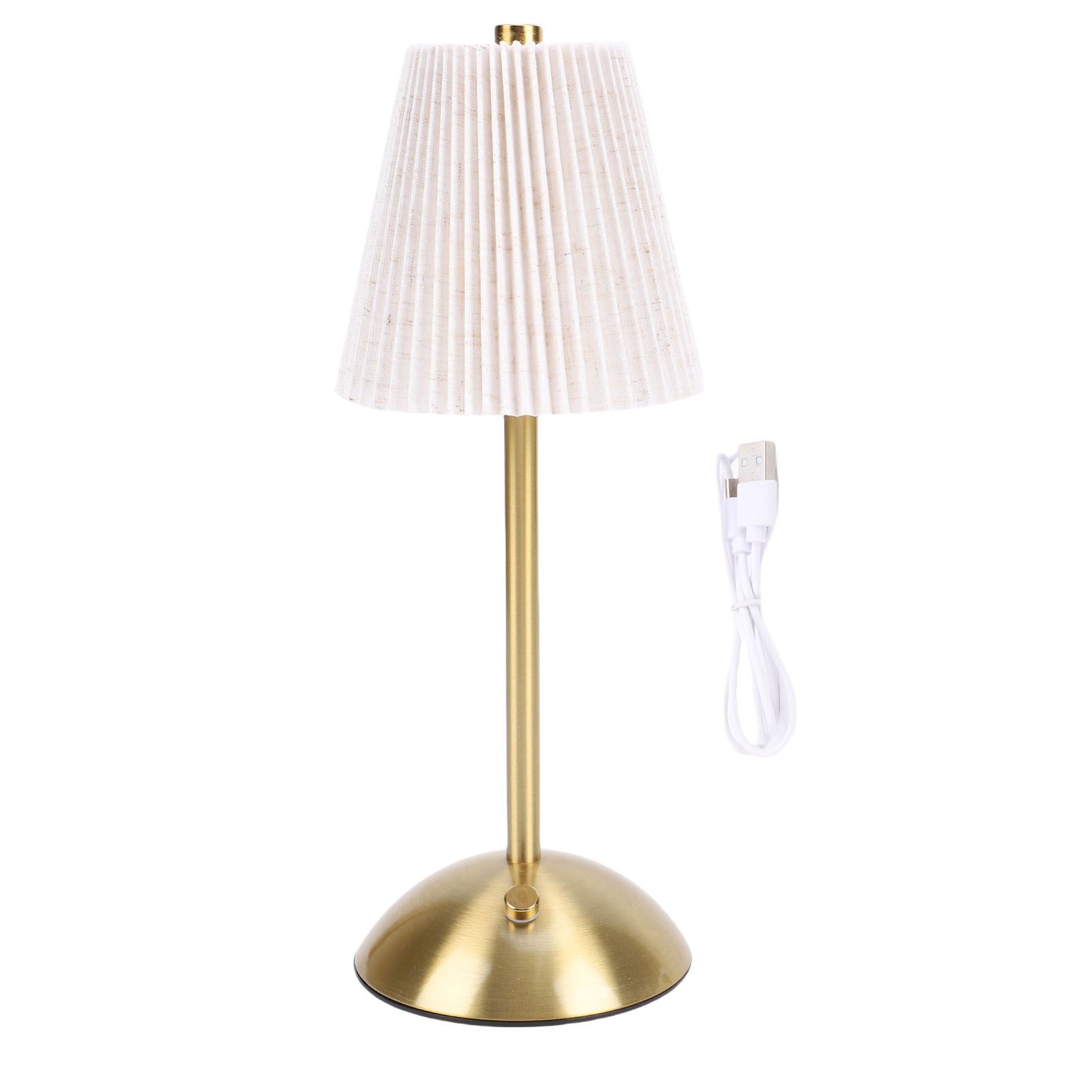 Small Pleated Table Lamp Iron Fabric Soft Lighting Bedside Nightstand Desk view 3