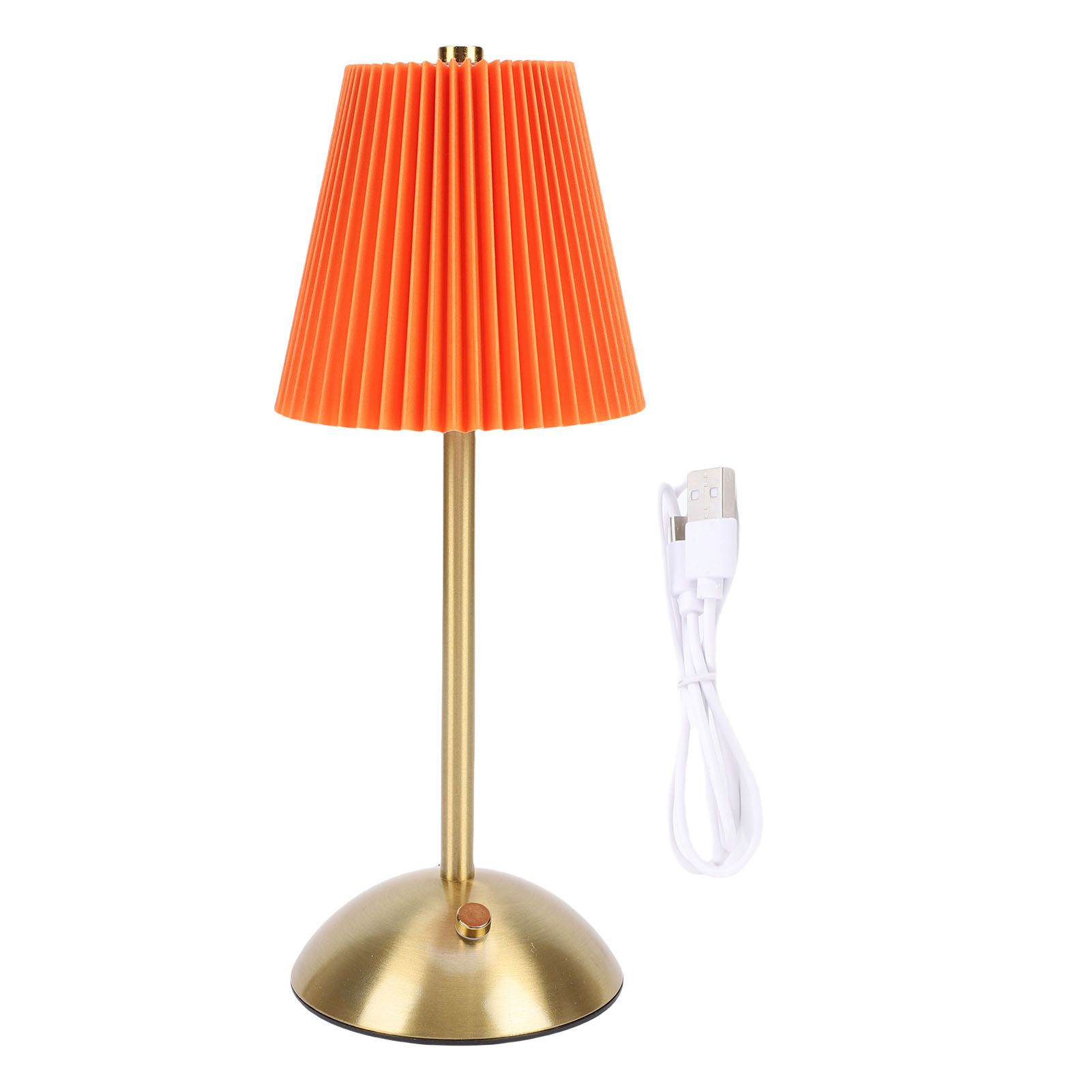 Small Pleated Table Lamp Iron Fabric Soft Lighting Bedside Nightstand Desk view 3