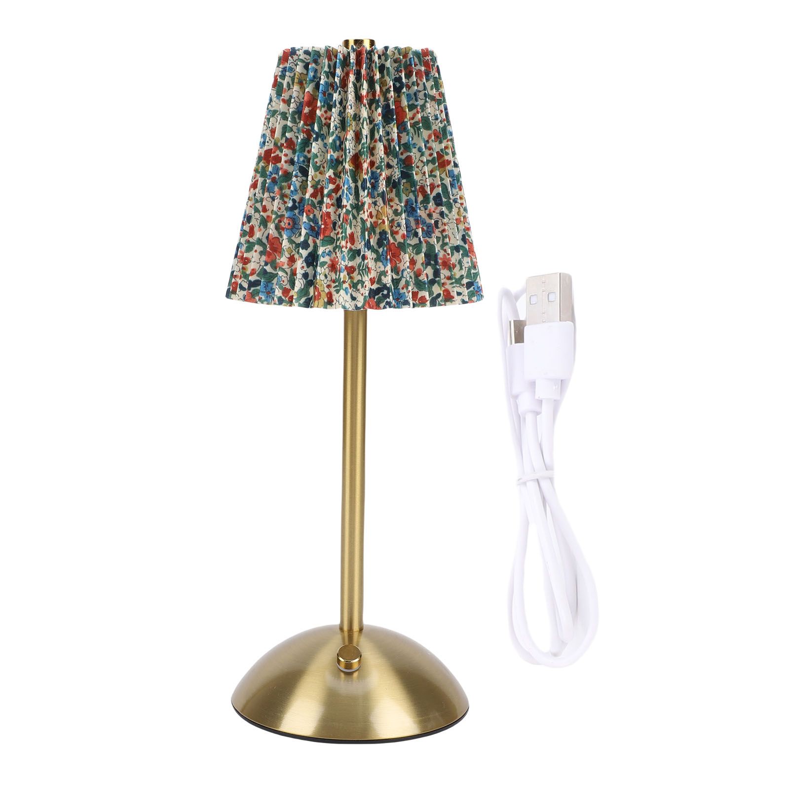 Small Pleated Table Lamp Iron Fabric Soft Lighting Bedside Nightstand Desk view 3