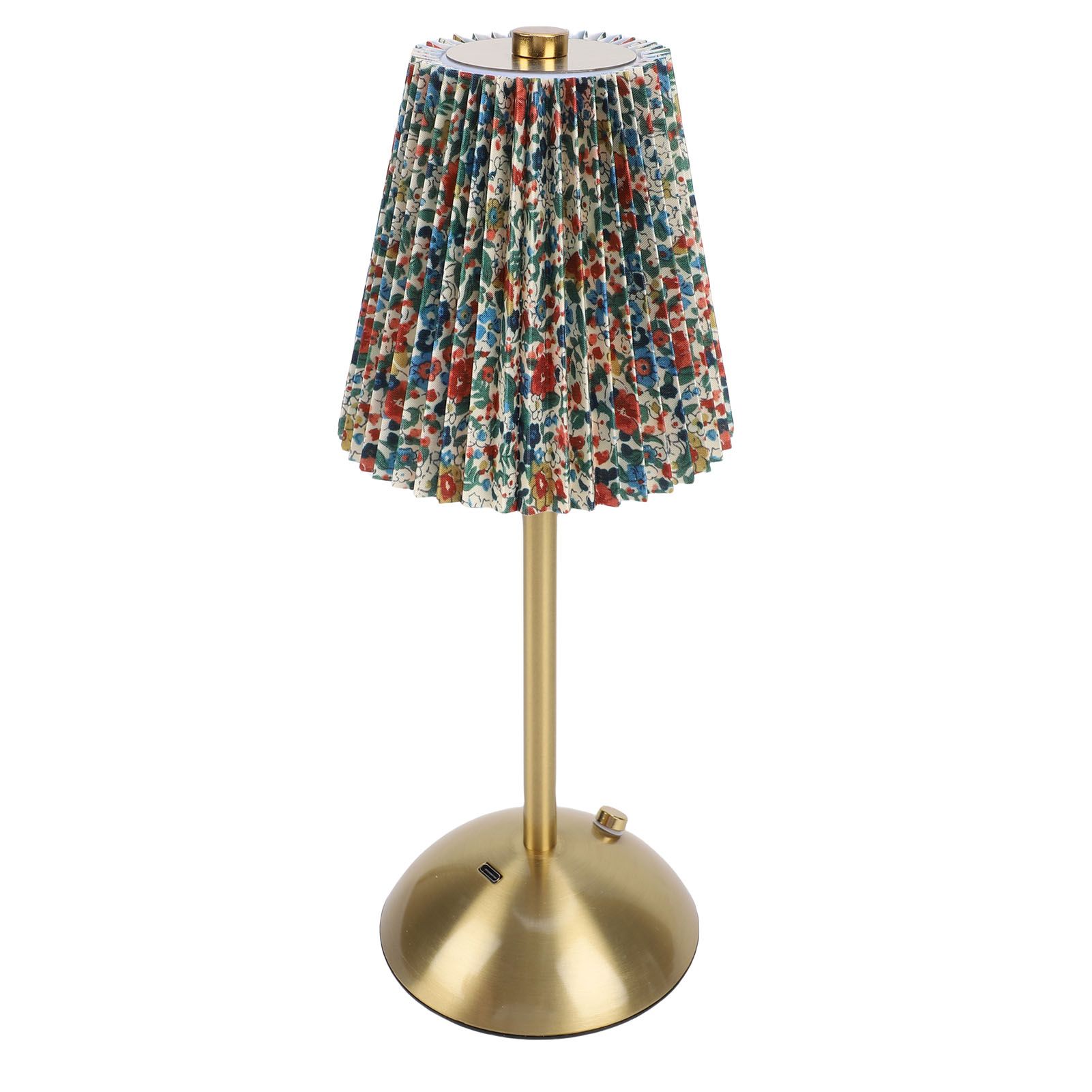 Small Pleated Table Lamp Iron Fabric Soft Lighting Bedside Nightstand Desk view 6