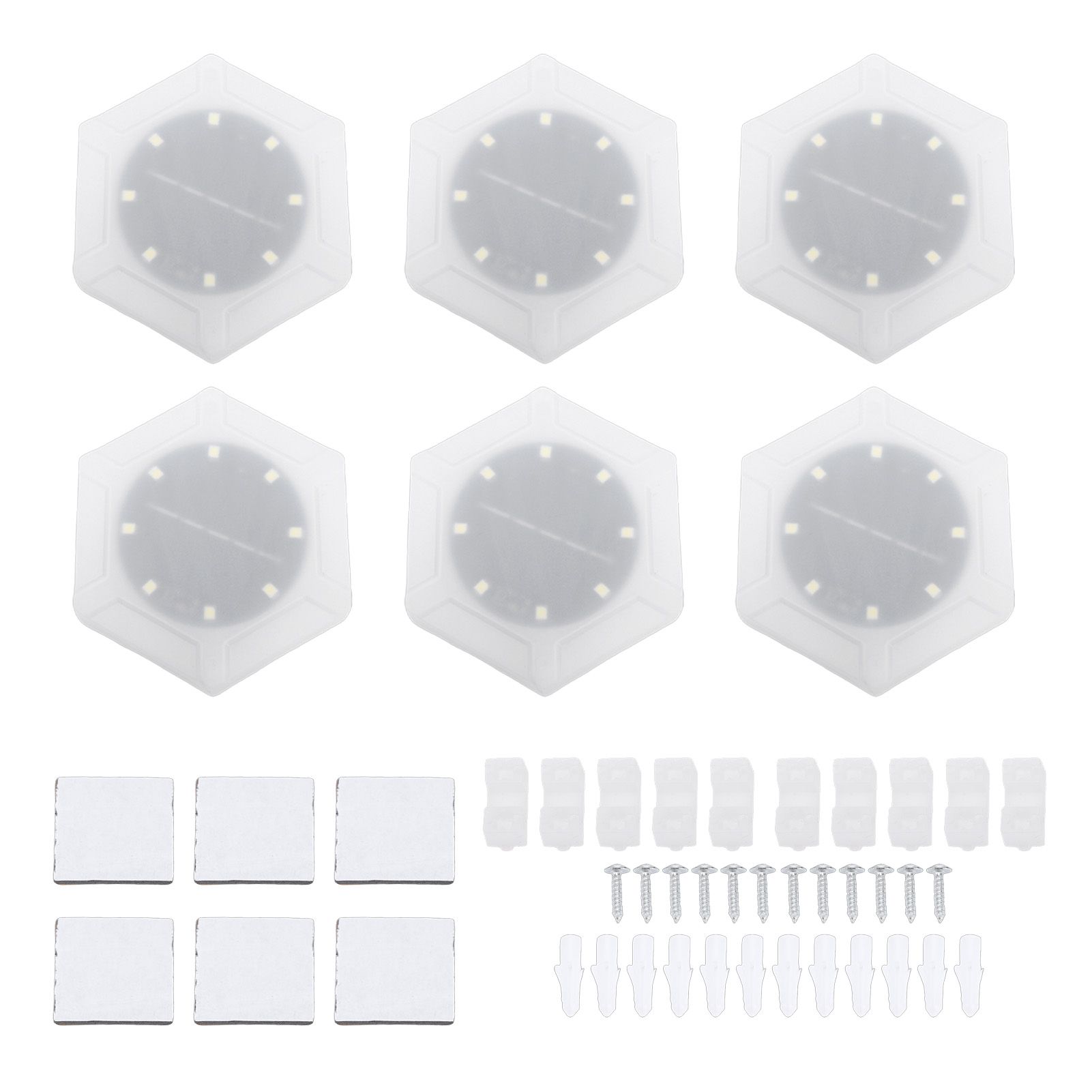 6pcs Hexagon Wall Lights Cordless Light Sensor Rain Proof Solar Powered LED view 3