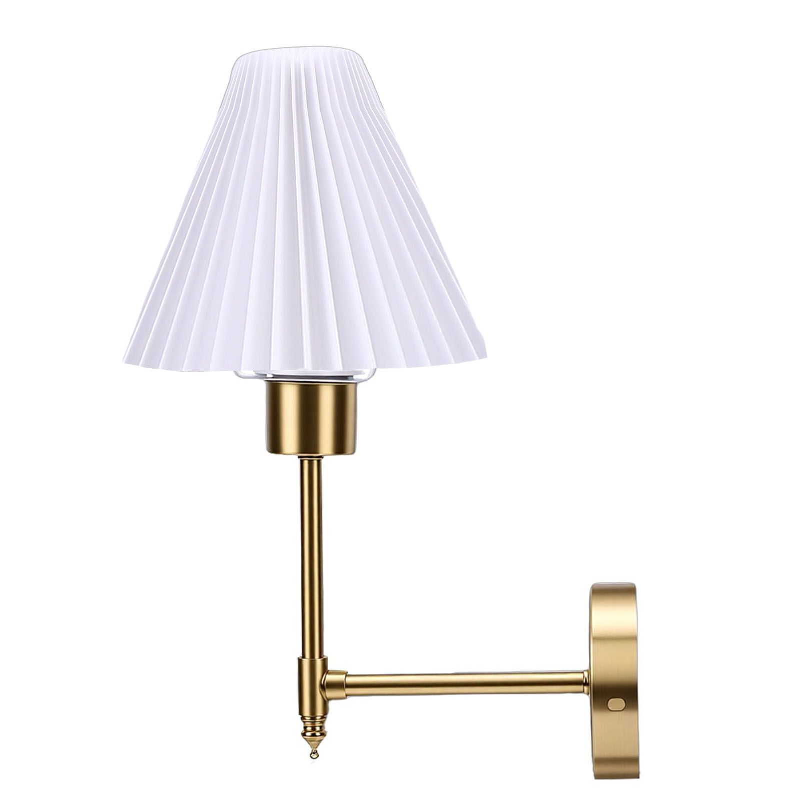 Gold Fabric Lampshade Nordic Style Modern Rechargeable Cordless Wall Lamp for view 6