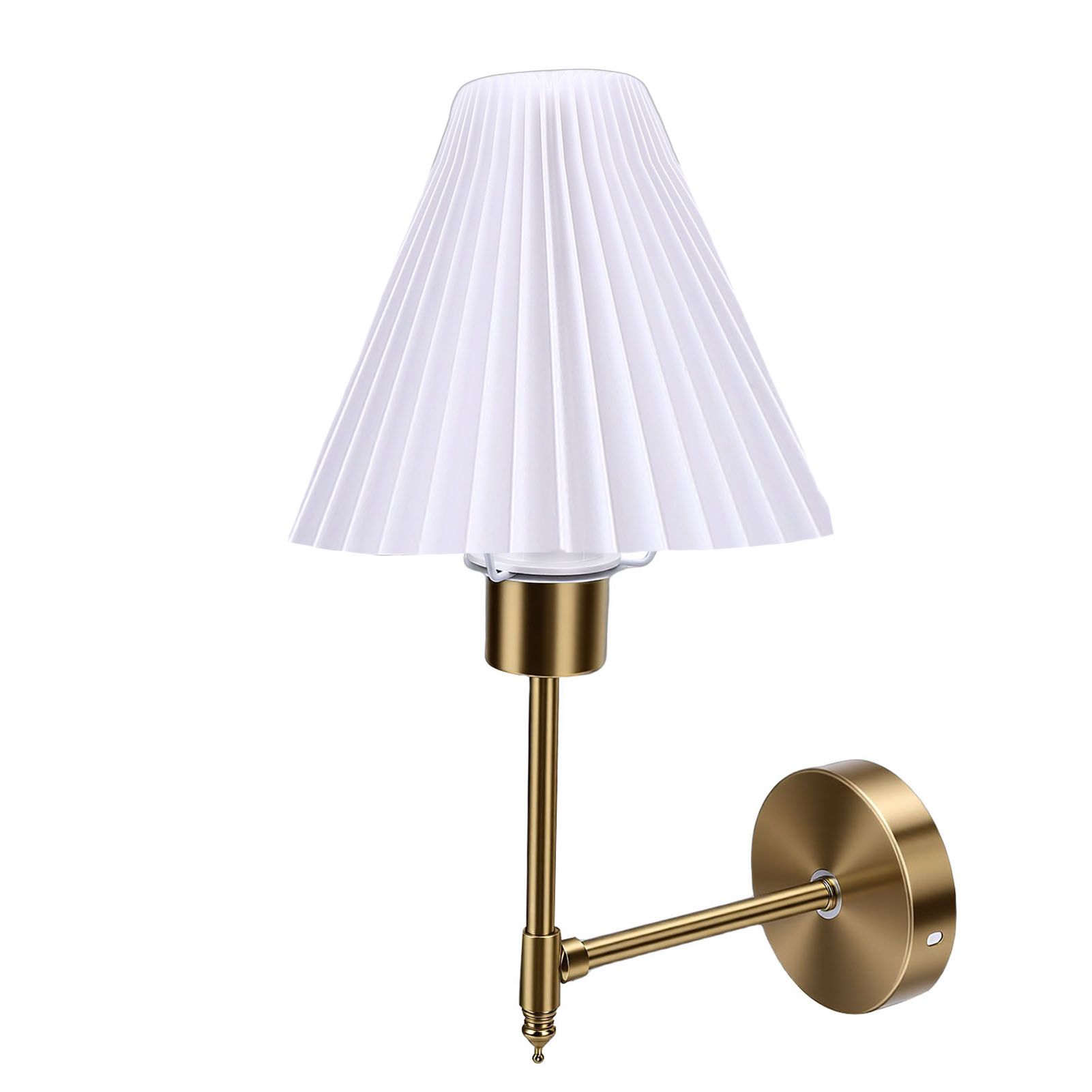Gold Fabric Lampshade Nordic Style Modern Rechargeable Cordless Wall Lamp for view 8