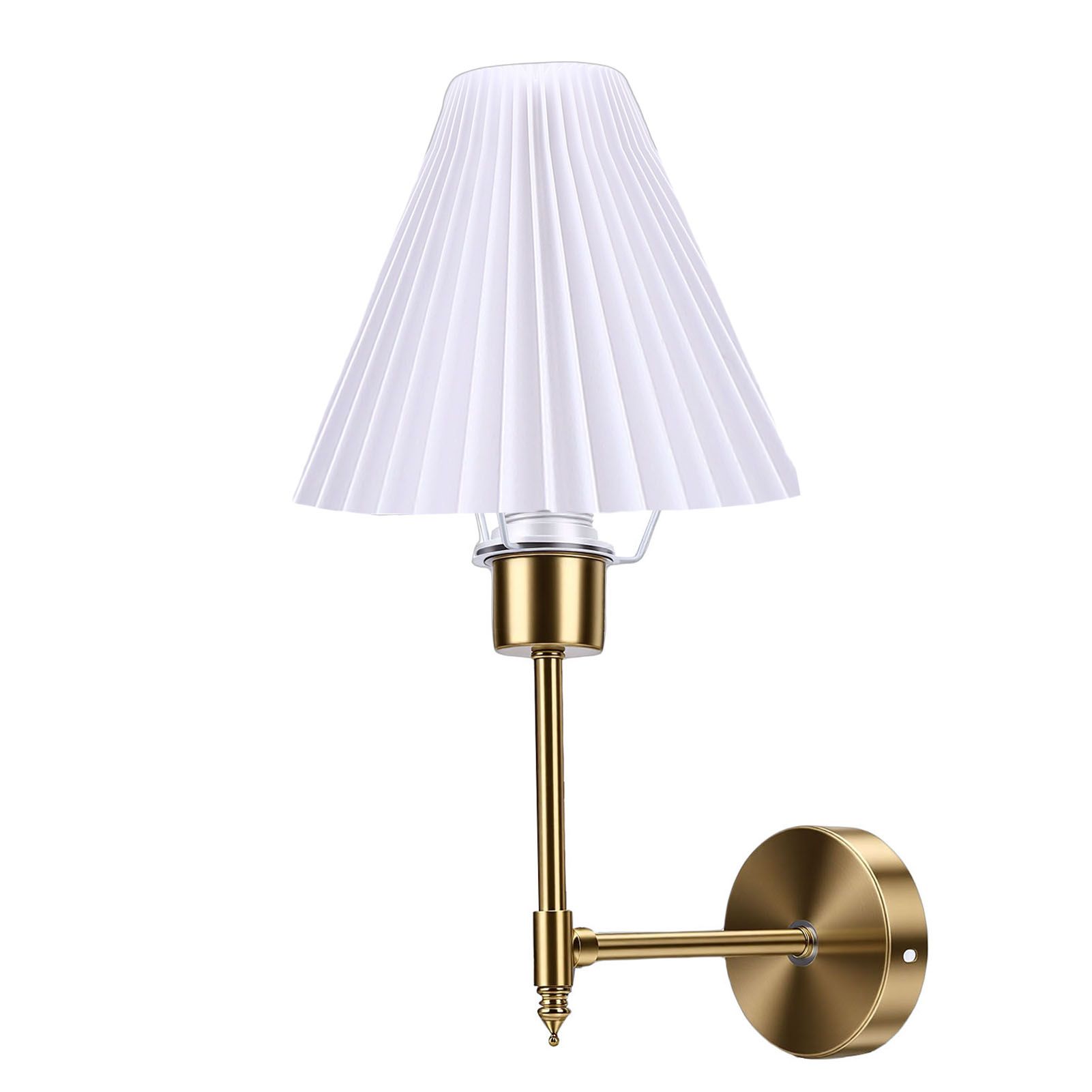 Gold Fabric Lampshade Nordic Style Modern Rechargeable Cordless Wall Lamp for view 9