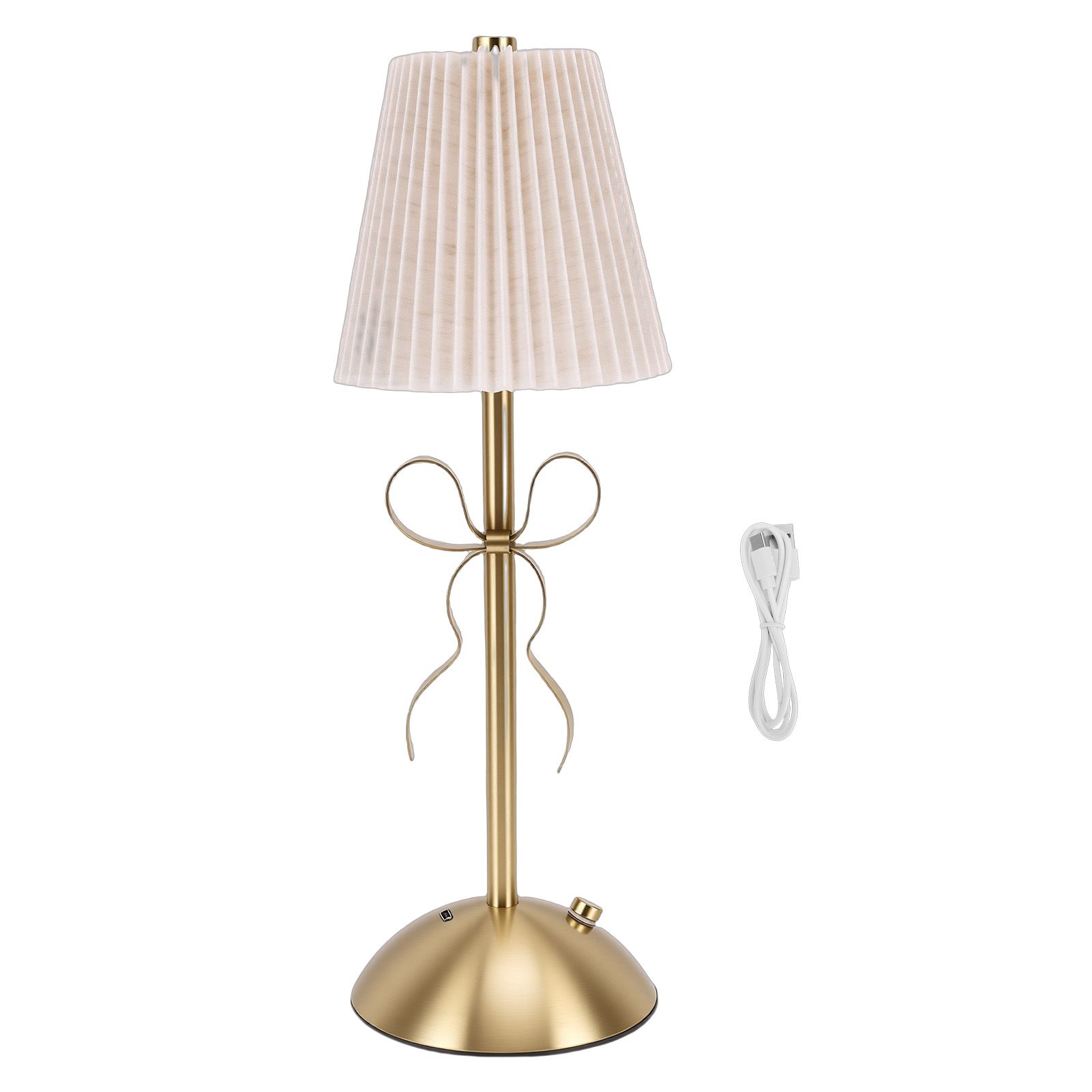 Fabric Bow Lamp Cordless Modern LED Bowknot Table Cute Nightlight Rechargeable view 3