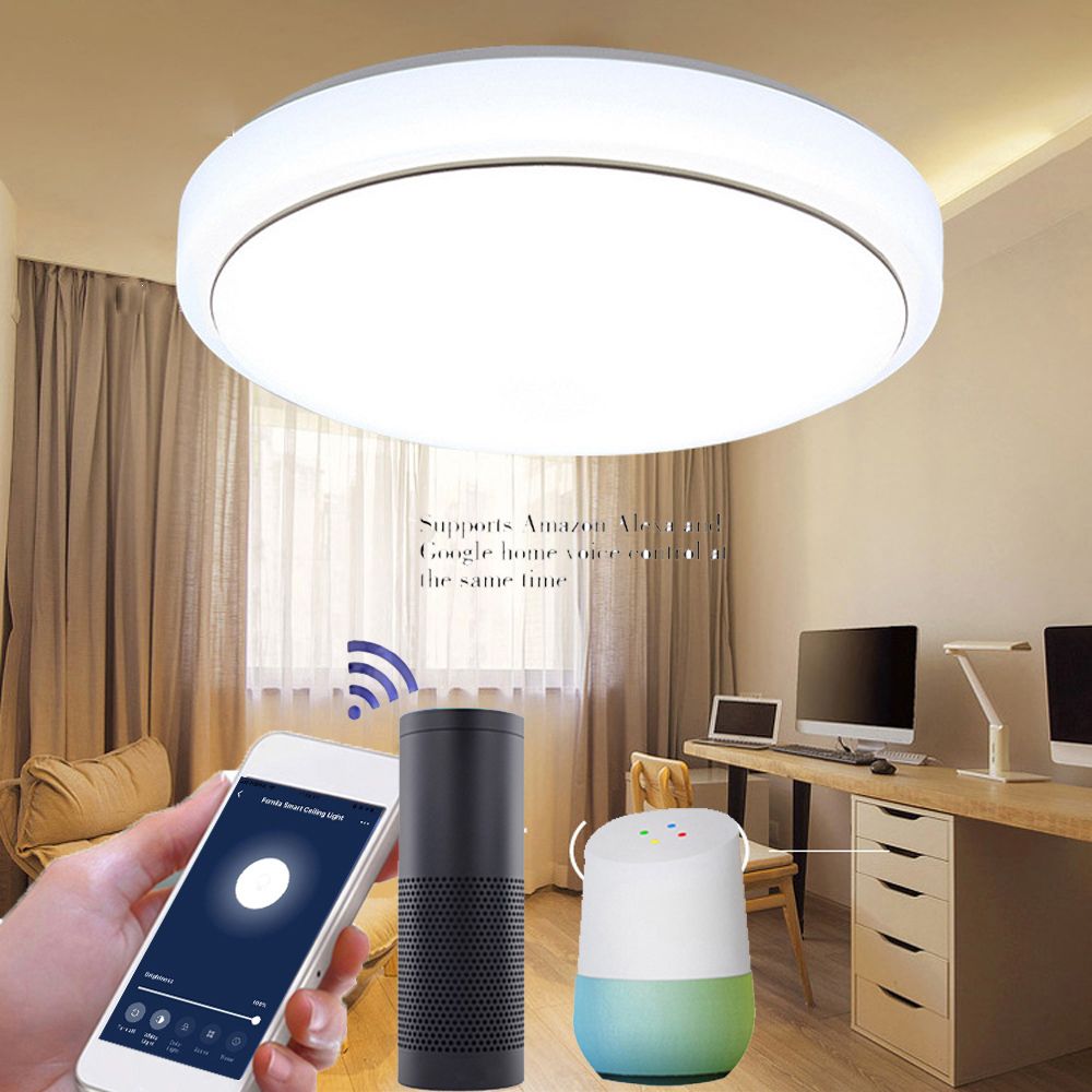 48W Smart WiFi Ceiling Lamp Voice Control Remote Dimmable LED Ceiling Lights