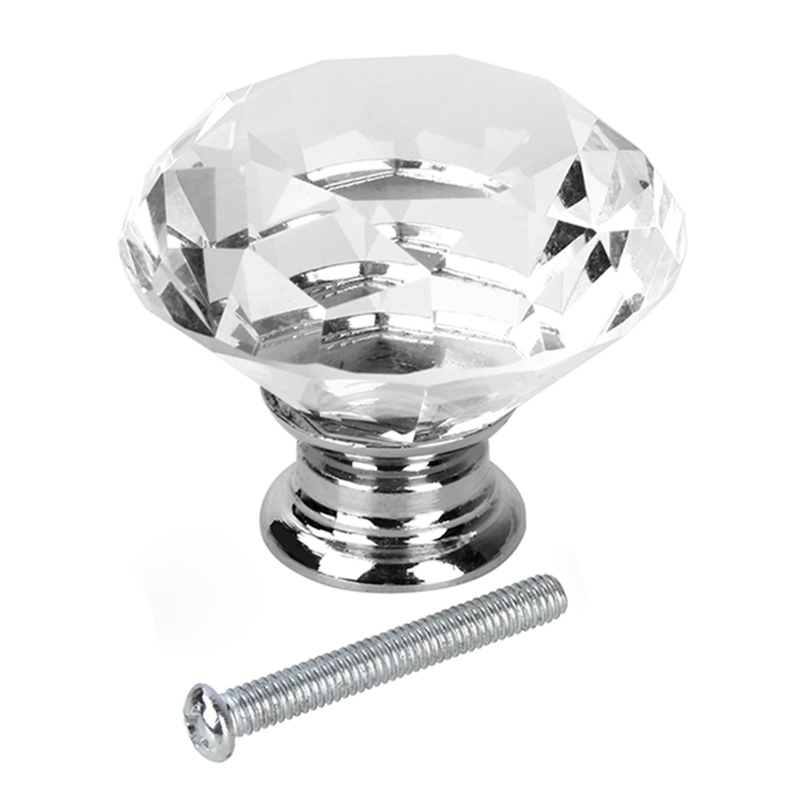 8Pcs/Sets 40mm Crystal Glass Door Knobs Drawer Cabinet Furniture Kitchen