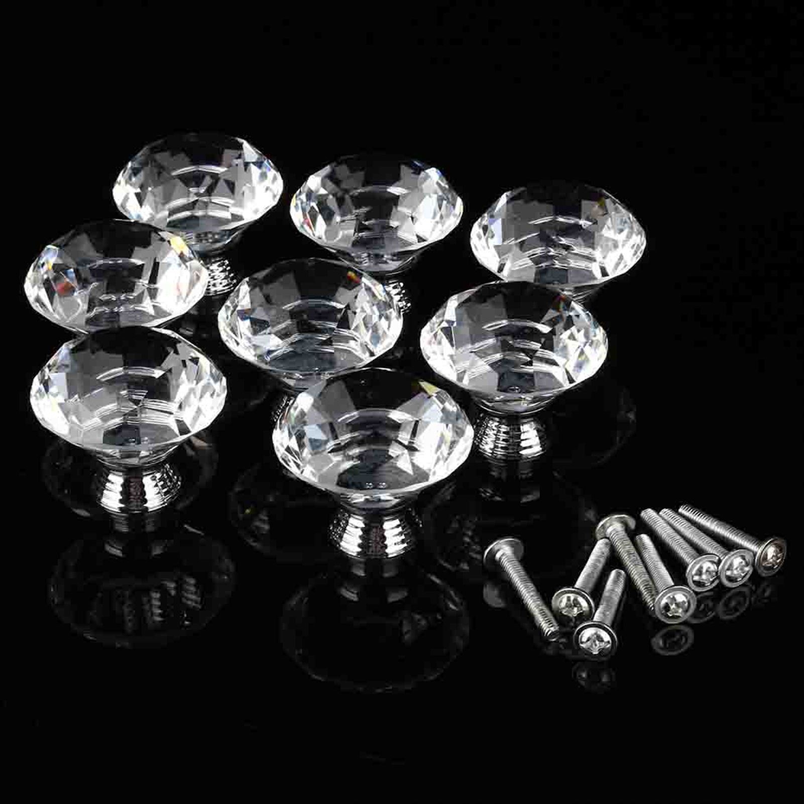 8Pcs/Sets 40mm Crystal Glass Door Knobs Drawer Cabinet Furniture Kitchen view 7