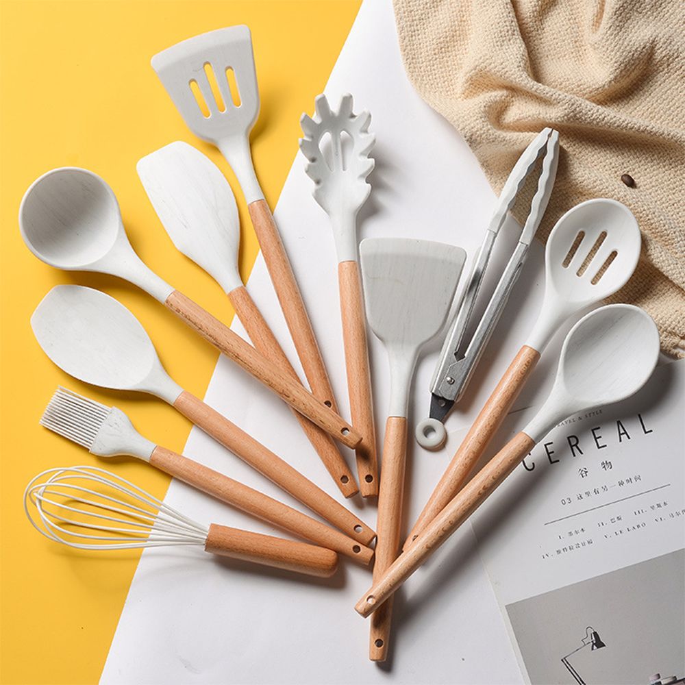 Silicone Cooking Utensil Set Non-stick Kitchen Utensils Set 11 PCS Heat view 2
