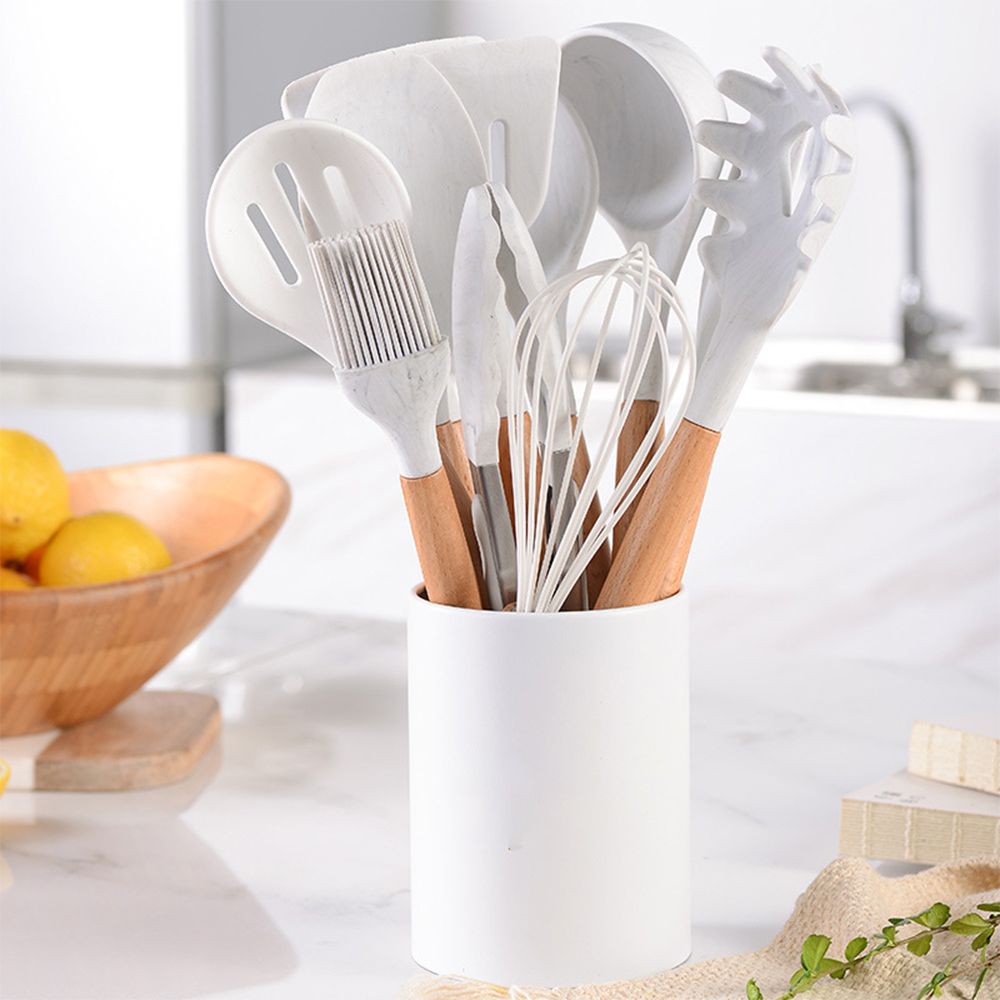 Silicone Cooking Utensil Set Non-stick Kitchen Utensils Set 11 PCS Heat view 3