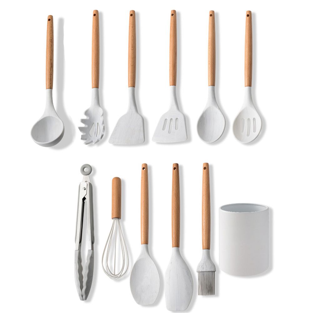 Silicone Cooking Utensil Set Non-stick Kitchen Utensils Set 11 PCS Heat view 4