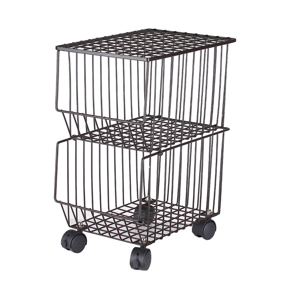 Movable Iron Storage Shelf 2 Layer Tier Drying Mesh Basket Metal Rack with view 3