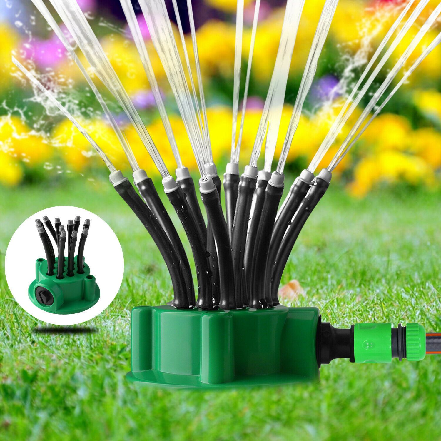 Garden Sprinkler Multi-Tips Lawn Sprinkler Head Nozzle 12 Flexible Spray