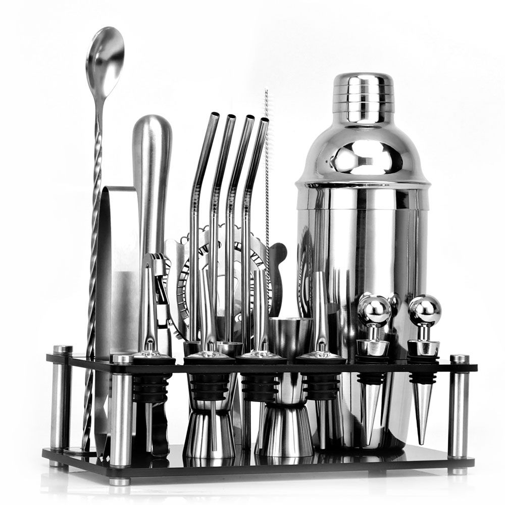 20pcs Cocktail Set Boston Shaker Mixer Stainless Drink Making Kit for Home Bar Use view 2