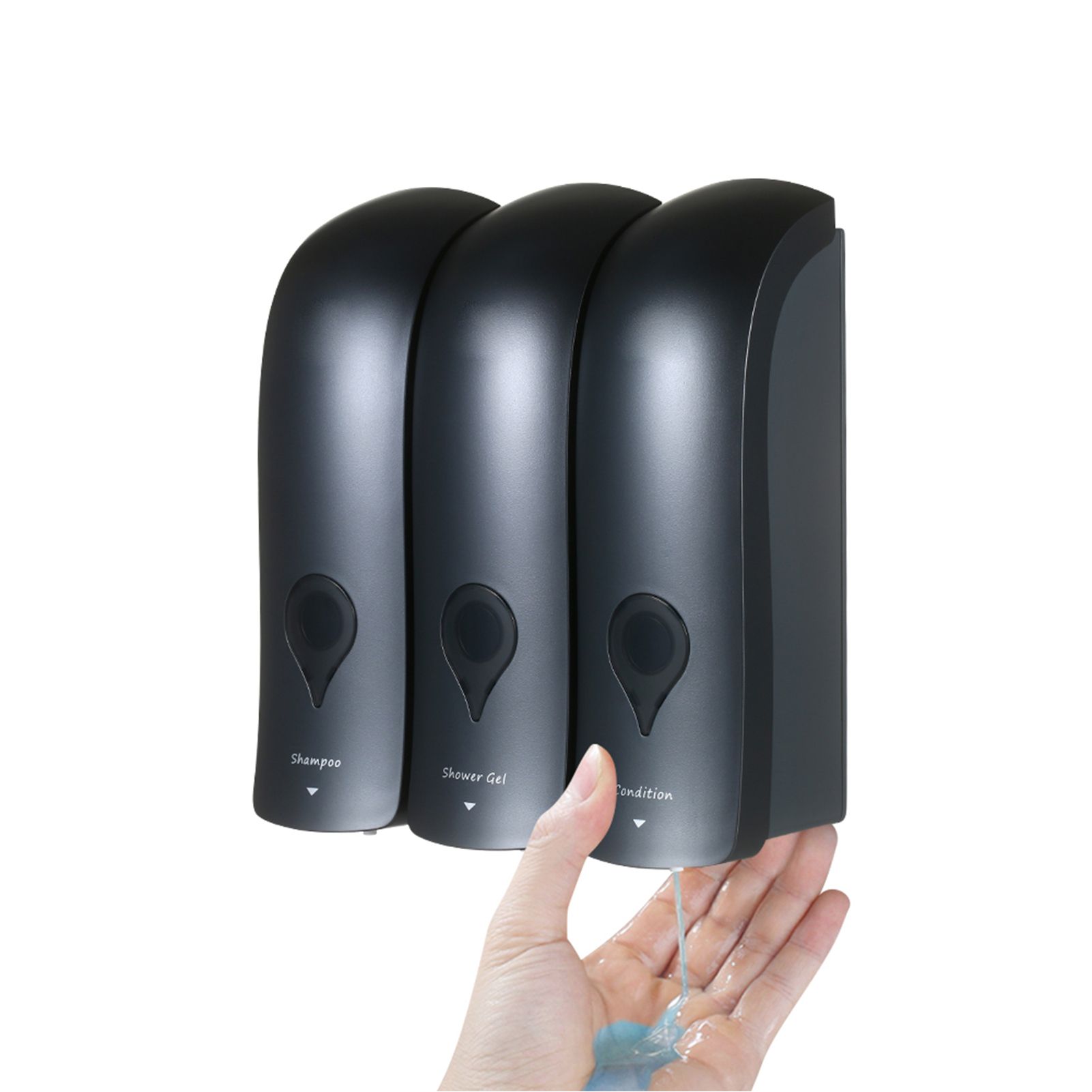 CHUANGDIAN Manual Soap Dispenser 3 Chamber x 300ml/ 10.2oz Wall Mounted Liquid view 3
