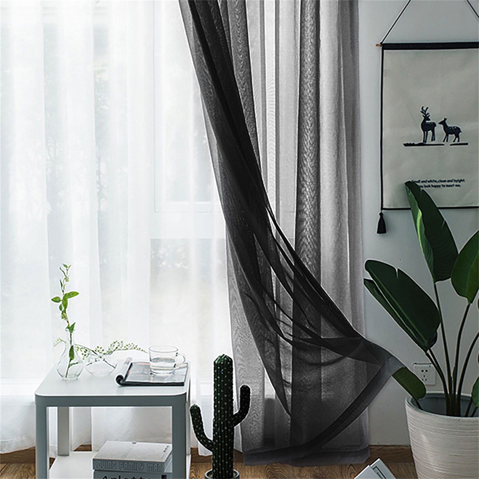 Sheer Curtains Living Room Rod Pocket Window Curtain Panels Bedroom Semi Sheer view 5
