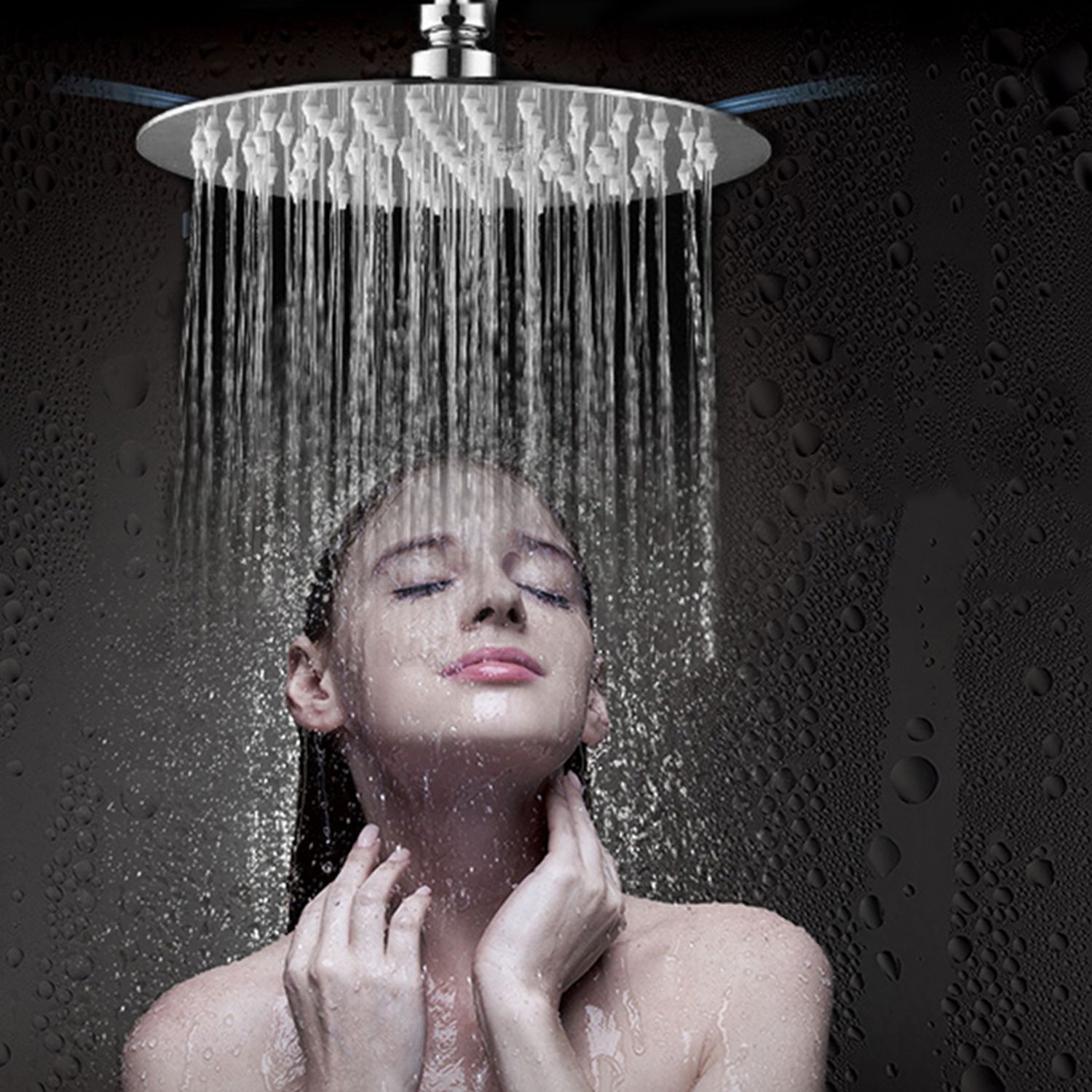 8 Inch Round Rain Showerhead G1/2 High Pressure Shower Head Bathroom Swivel — image 1