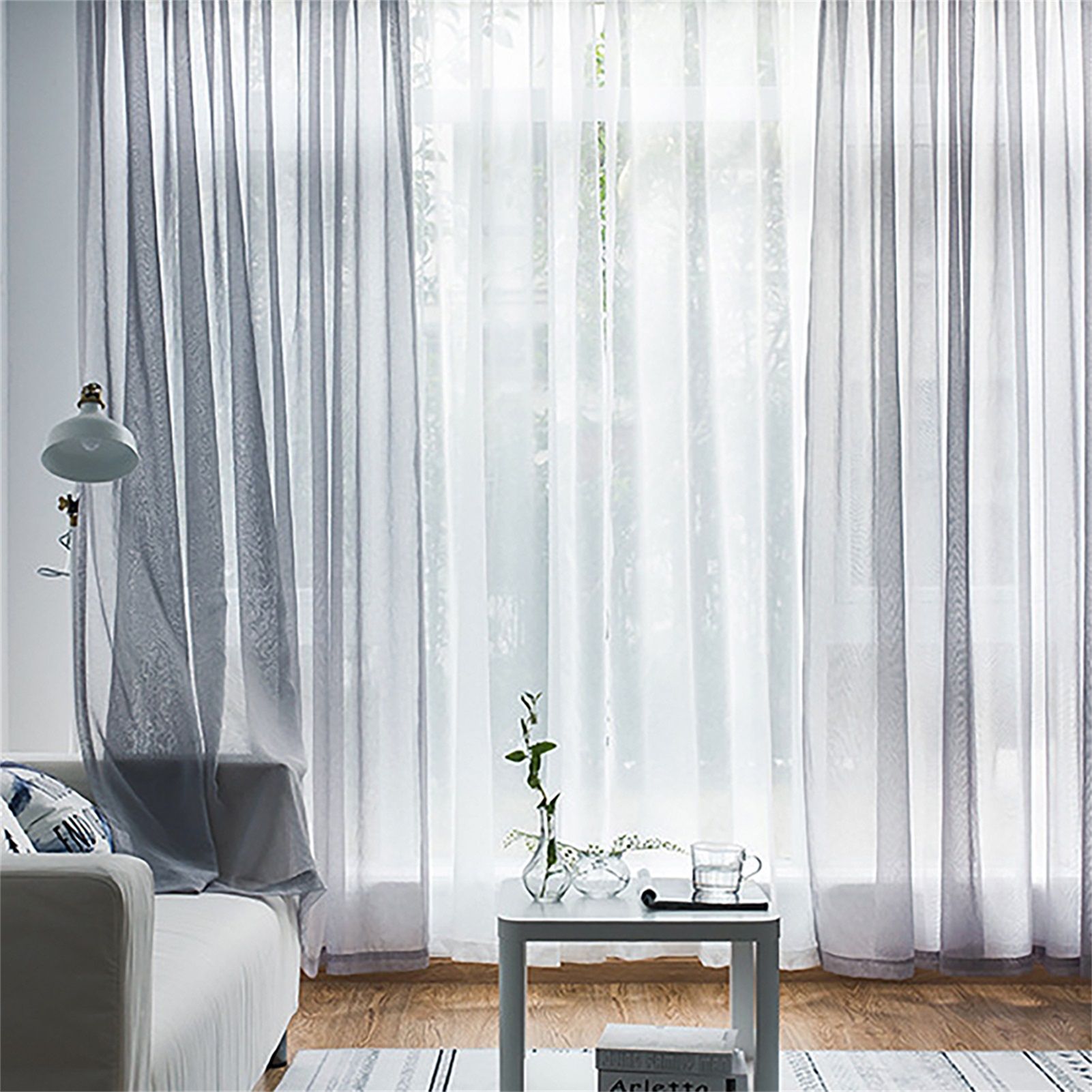 Sheer Curtains Living Room Rod Pocket Window Curtain Panels Bedroom Semi Sheer view 3