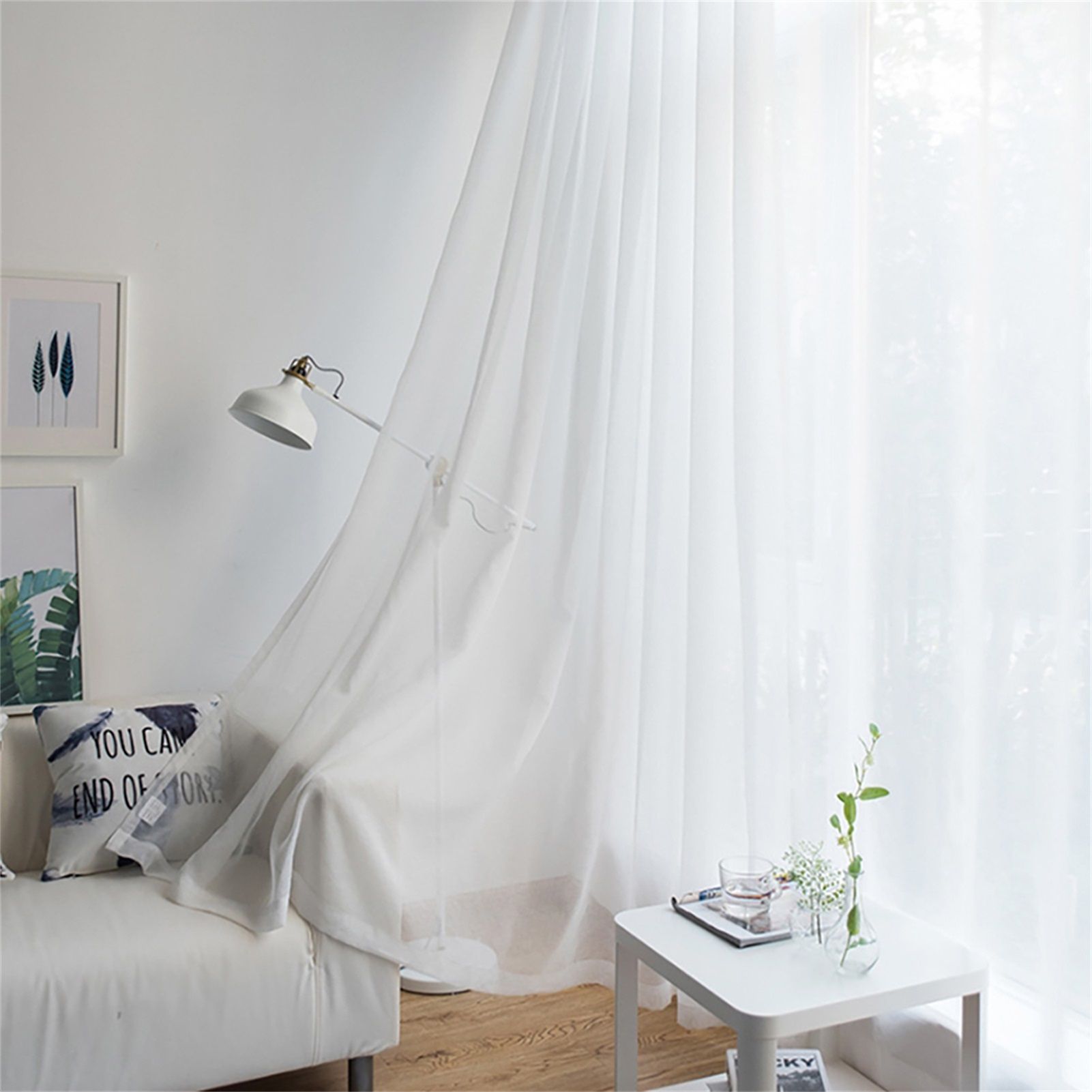 Sheer Curtains Living Room Rod Pocket Window Curtain Panels Bedroom Semi Sheer view 4
