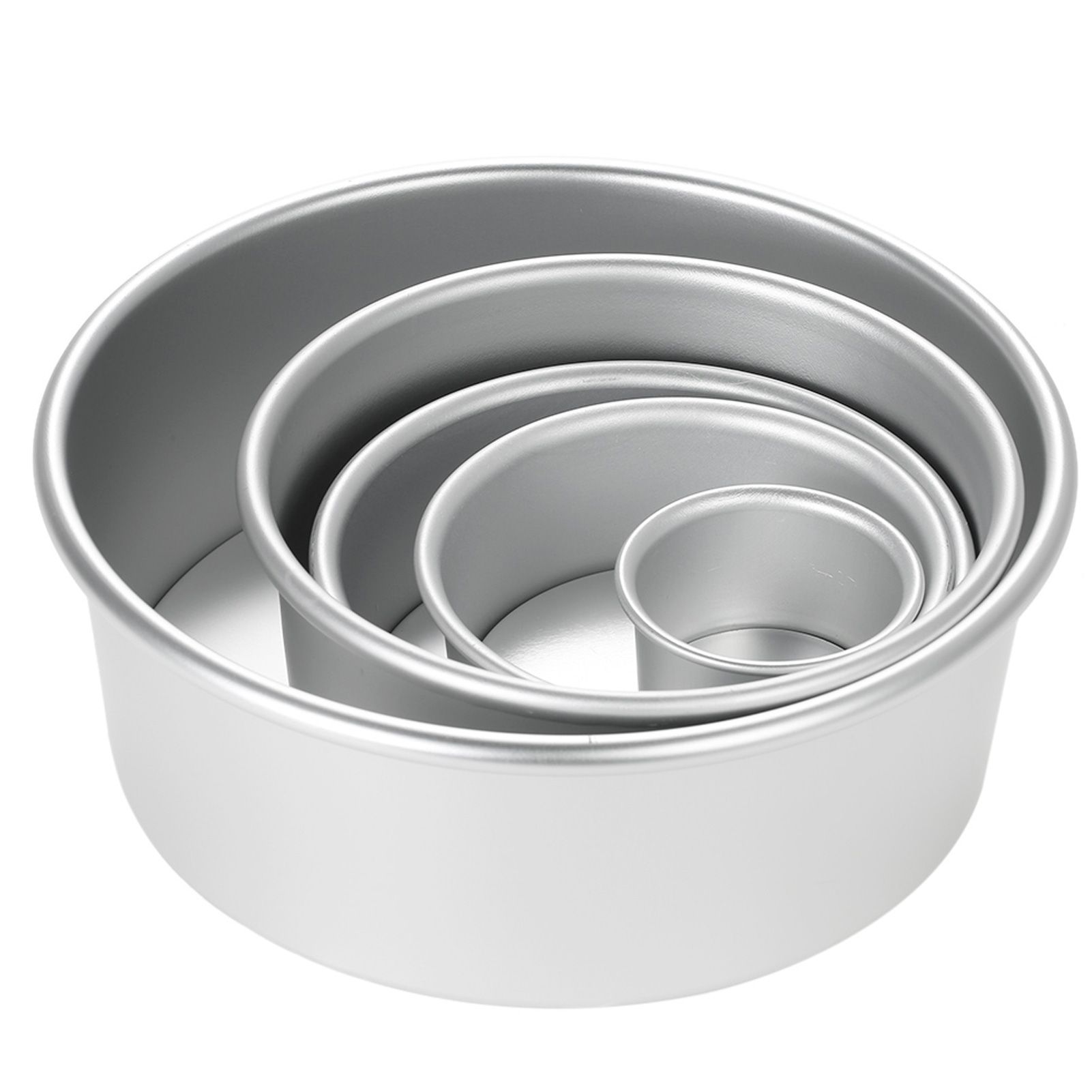 5pcs/set Aluminum Alloy Round Cake Mould Chiffon Cake Baking Pan Pudding view 3