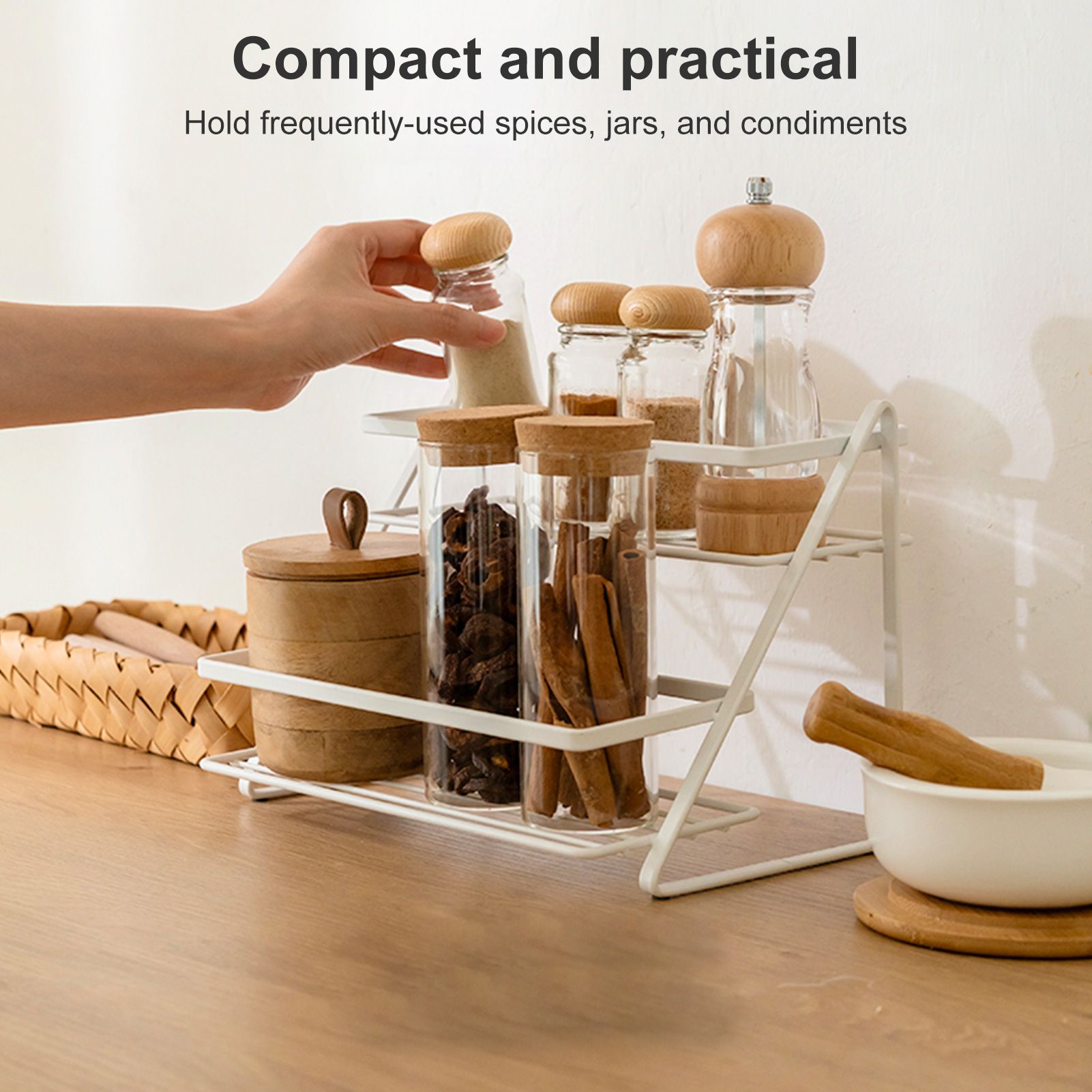 Seasoning Rack Spice Rack 2-Tier Spice Organizer for Countertop Cabinet
