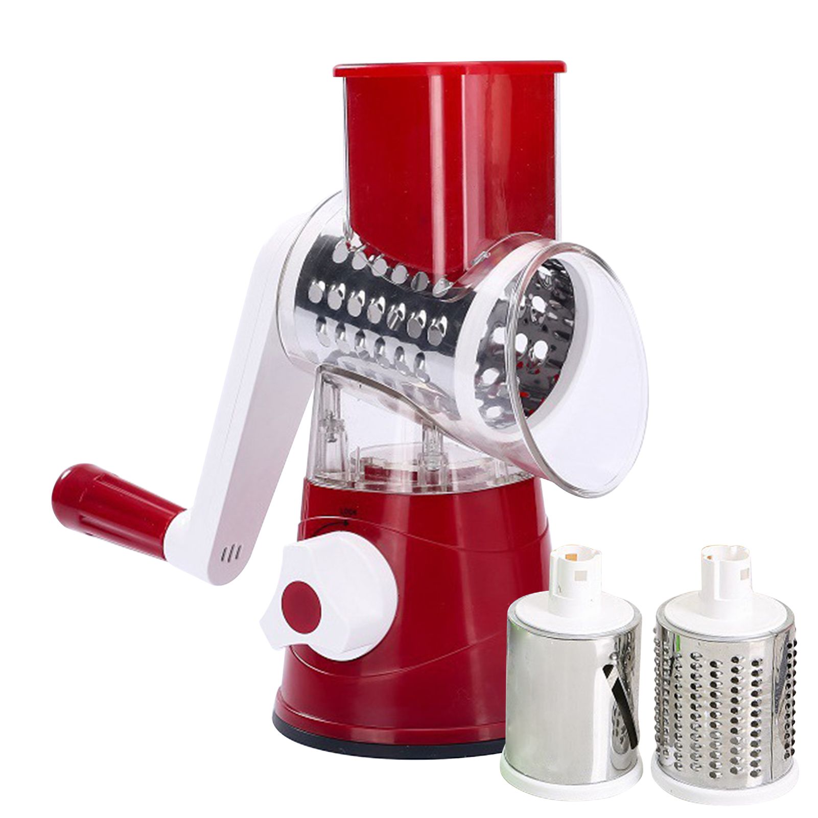 Manual Rotary Cheese Grater with Three Drum Blades Stainless Steel Handheld view 2
