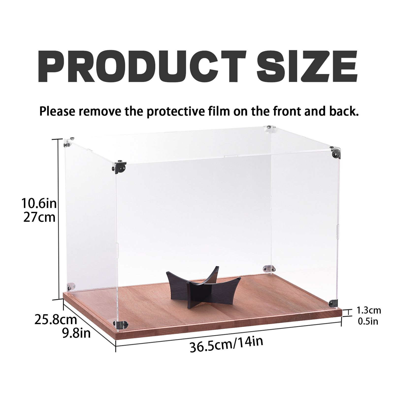 Wooden Base Baseball Holder Display Case with Stand and Lid Acrylic Clear Box view 2