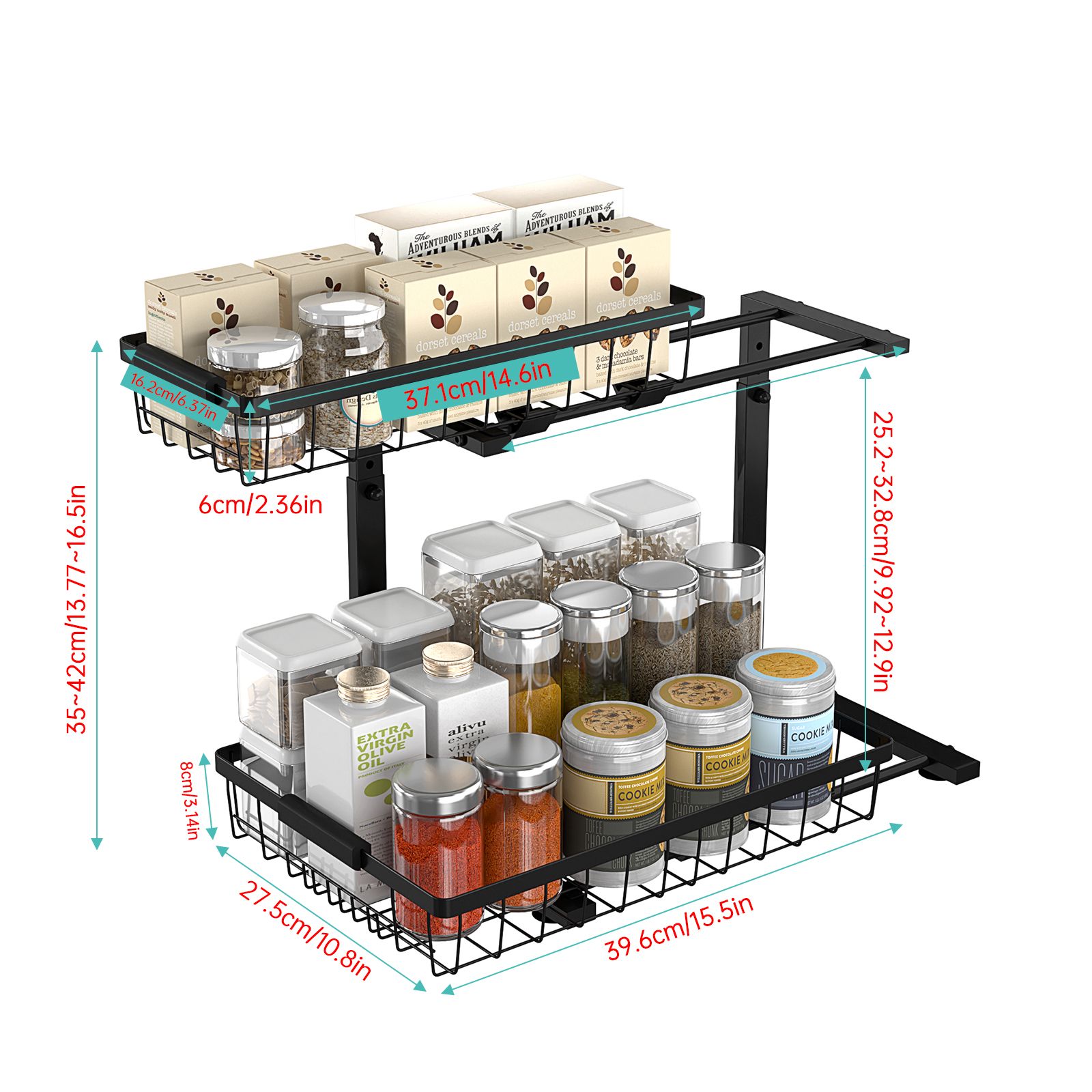 Under Sink Organizer and Storage Rack 1 Pack Height Adjustable Pull Out view 4