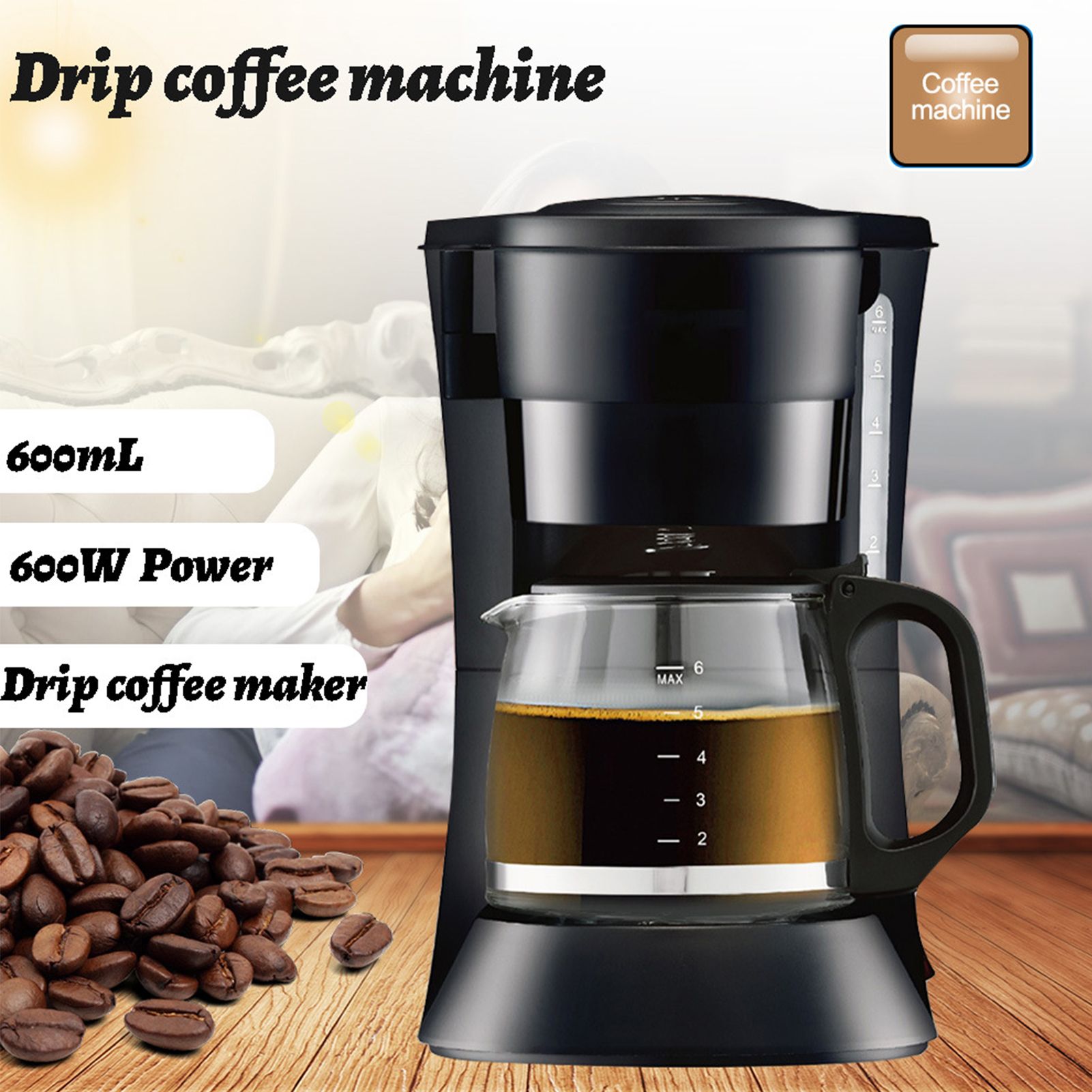 Electric Coffee Maker Drip Coffee Machine with 600ml/20.3oz Coffee Pot view 8