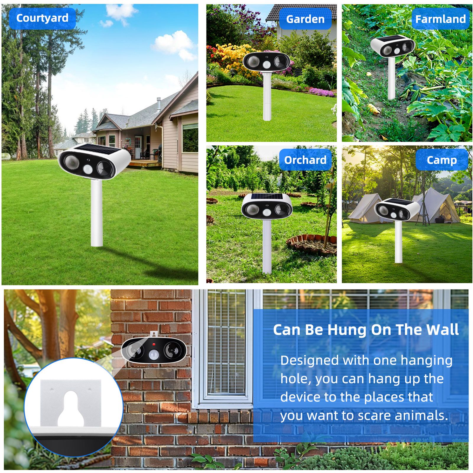 Solar Repellent Ultrasonic Outdoor Pest Bird Squirrel Animal Repeller view 11
