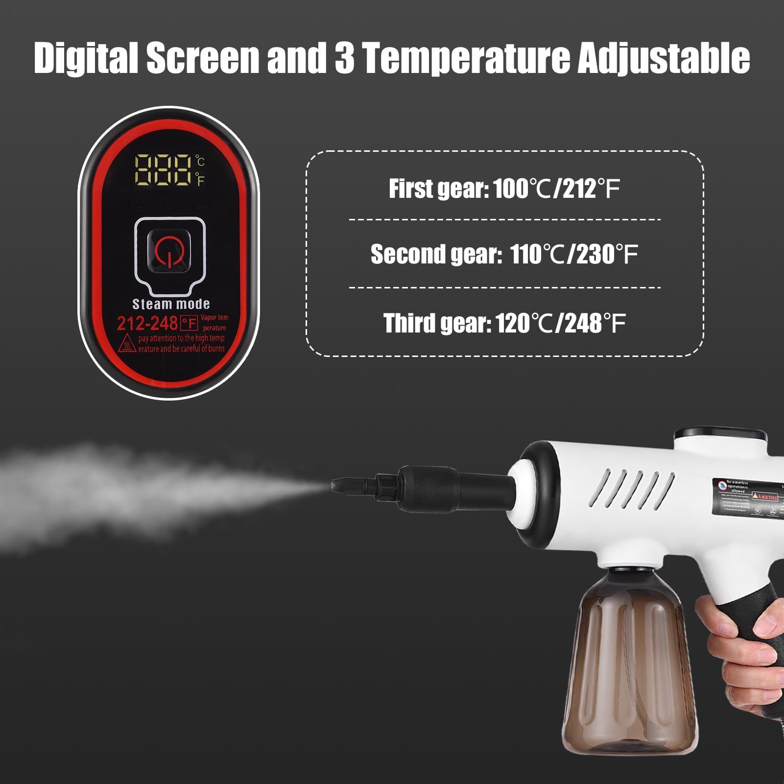 Portable Handheld Steam Cleaner 10s Quick Heat 3 Temperature Adjustable Deep view 4