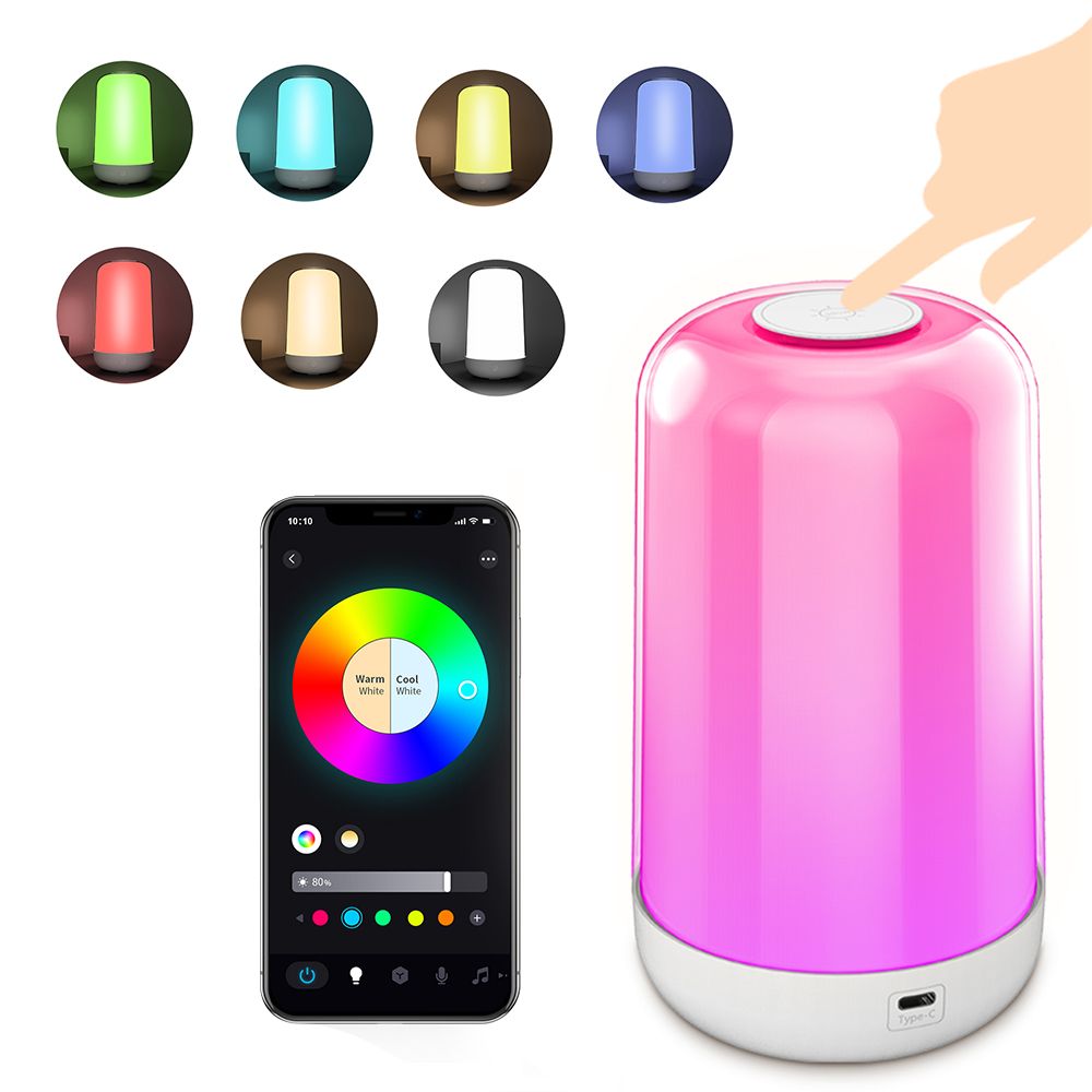 LED Night Light 7 Color Changing Smart Touch Control Bedside Table Lamp BT