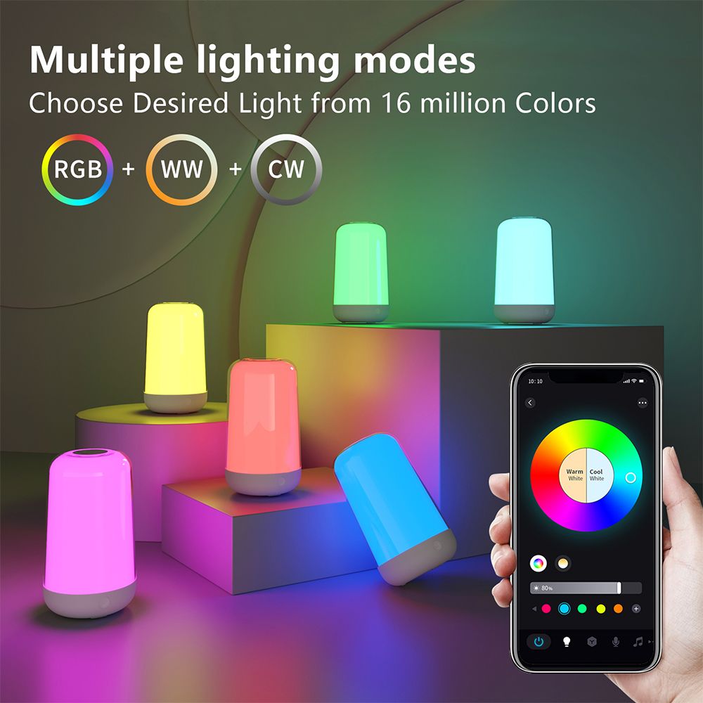 LED Night Light 7 Color Changing Smart Touch Control Bedside Table Lamp BT view 7