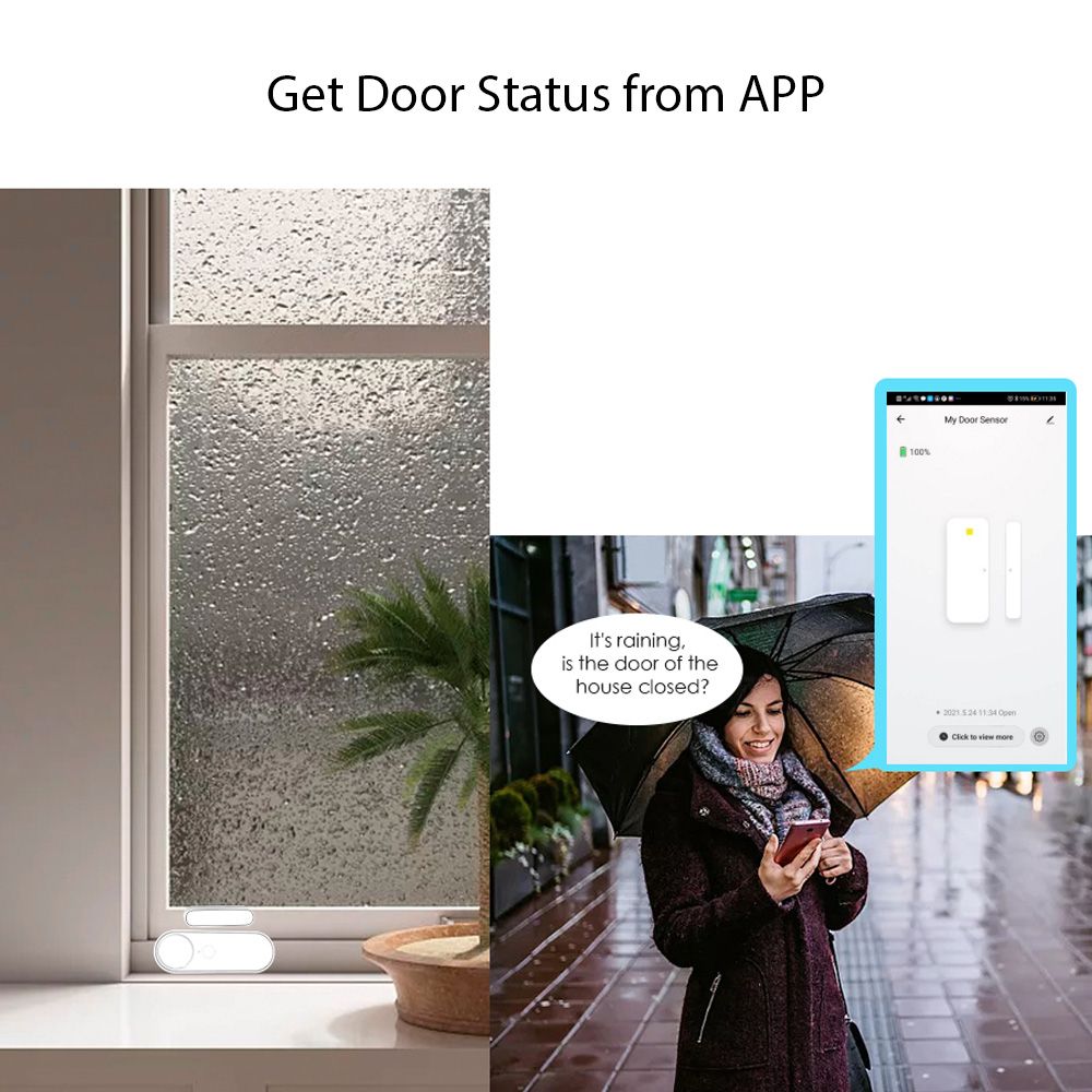 1 Pack Mini Door Window Alarm Home Security TY APP 2.4G WIFI Wireless Magnetic view 9