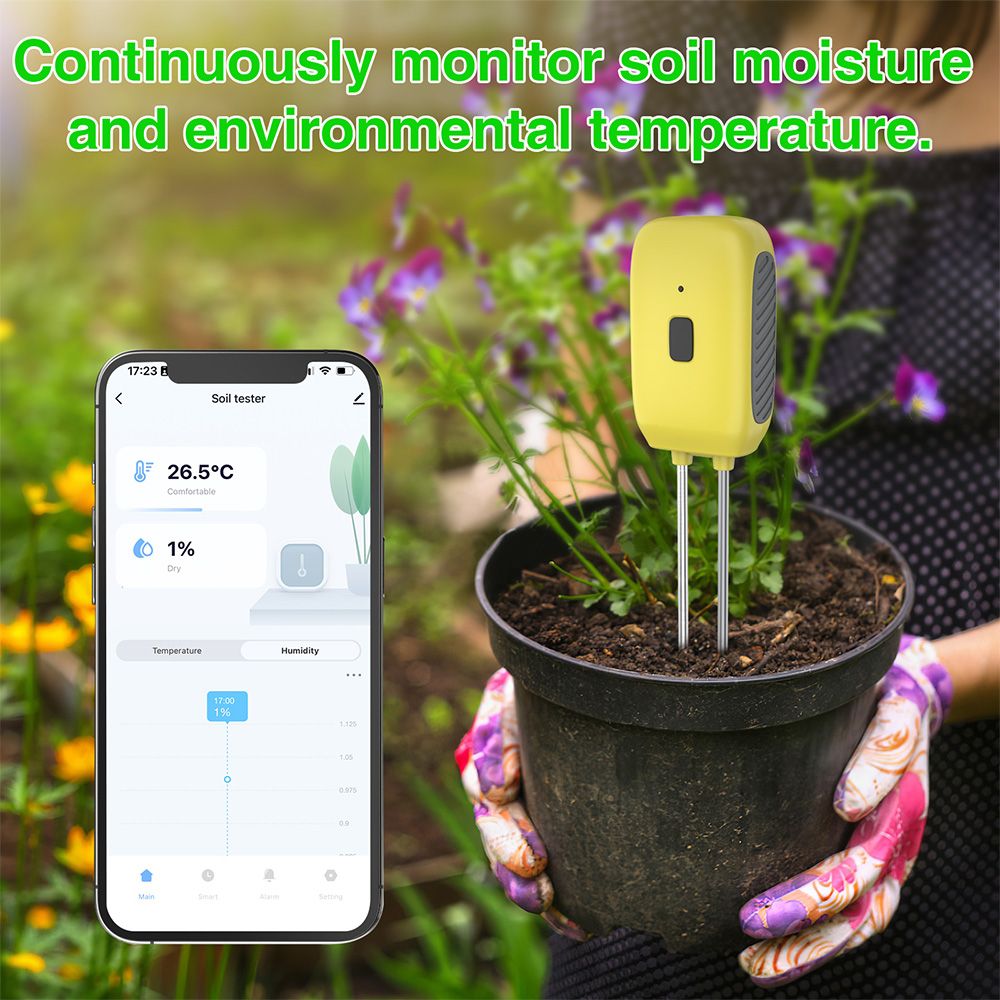 Soil Moisture Meter Smart Plant Water Sensor Temperature and Humidity Alarm view 9