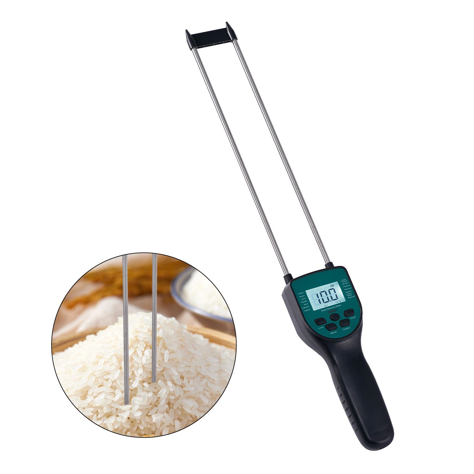 Hay Moisture Meter Hay Bale Moisture Tester Dual-rod Sensor LCD Backlit view 4