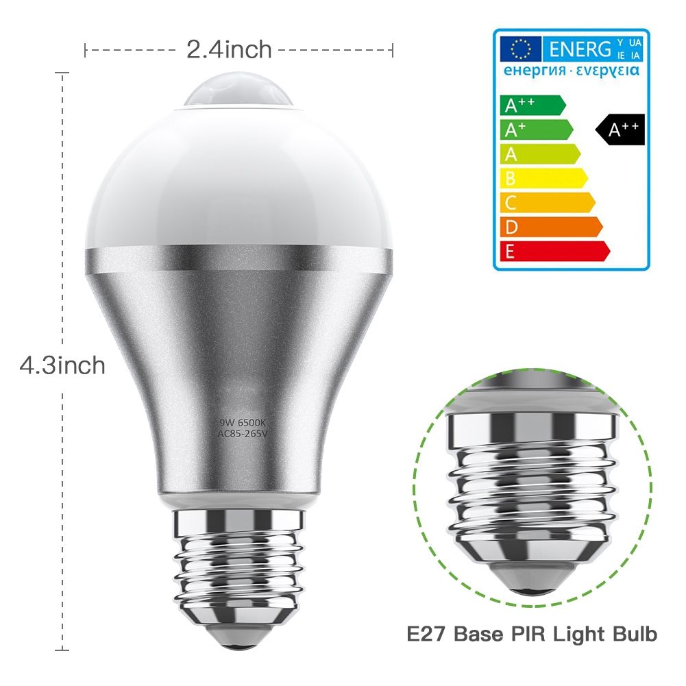 Motion Sensor Light Bulb Haofy 9W E27 Smart PIR LED Bulbs Auto On/Off Security