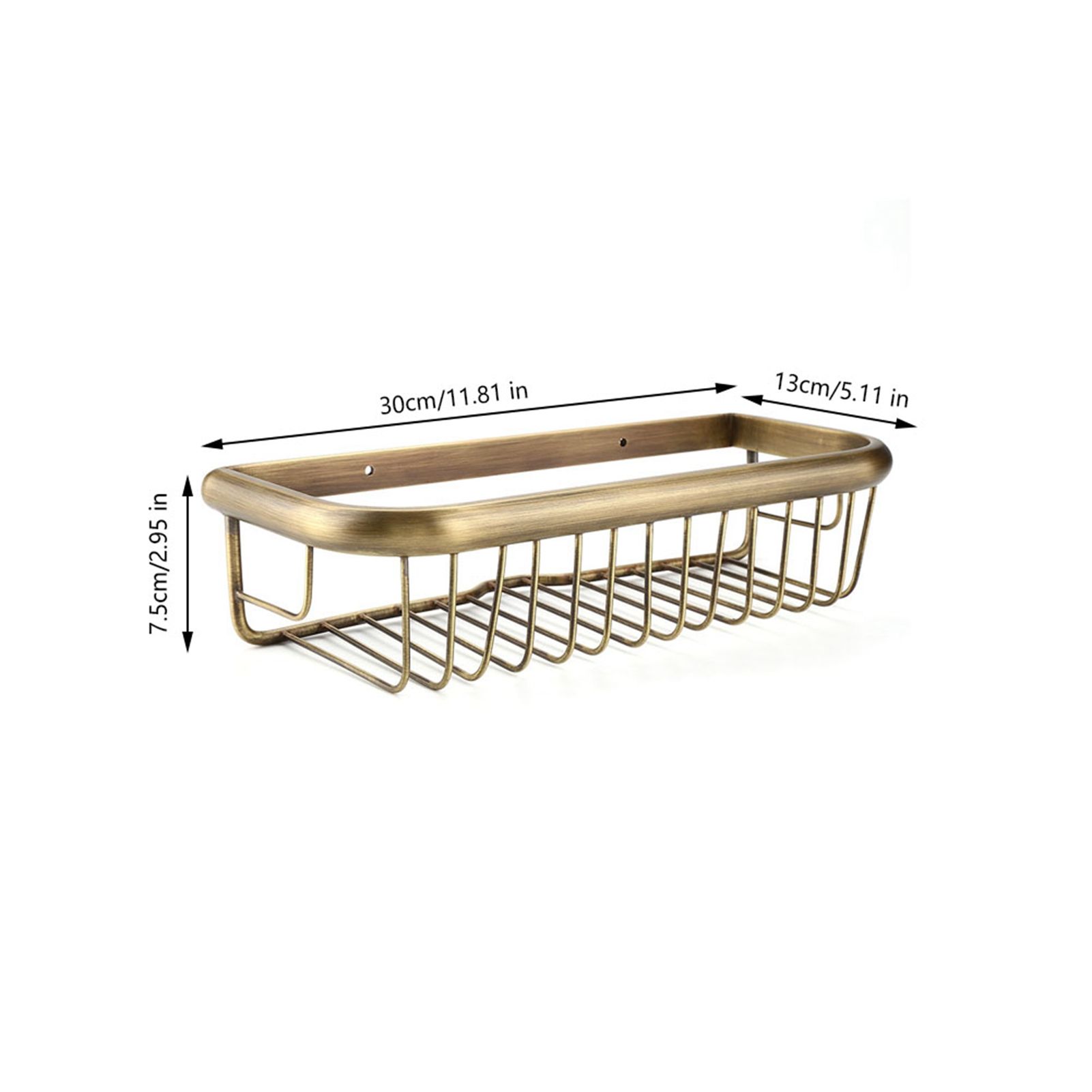 30cm Solid Copper Shower Basket Bath Soap Shampoo Storage Holder Wall Mount view 5