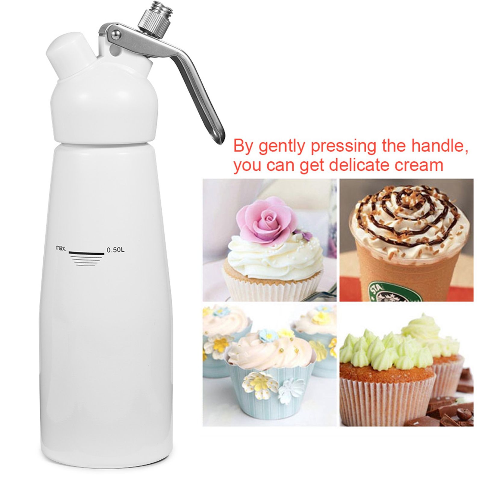 500mL Aluminum Whipped Dessert Cream Butter Dispenser Whipper Foam Maker with view 3