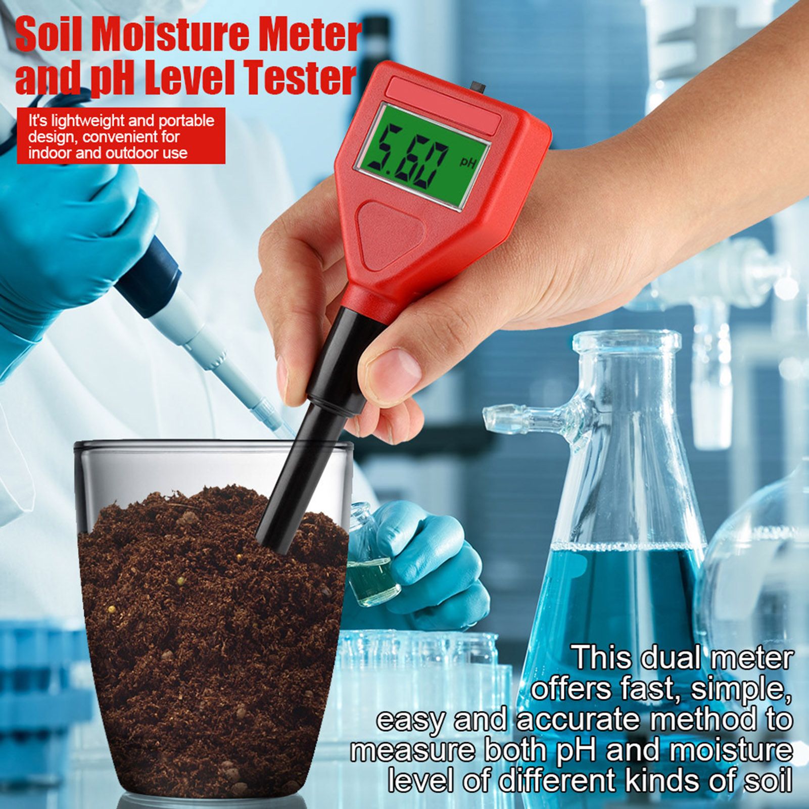 Moisture Meter Tester Long Water Quality for Plants Hydroponics Analyzer