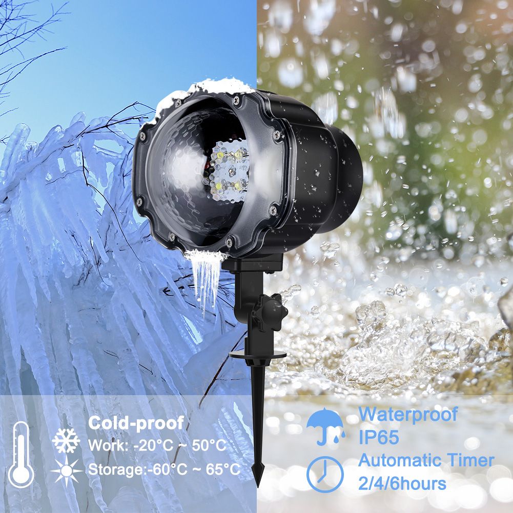 LED Snowfall Lights, LED Projector Snow Falling Lights for Garden, Snowflake view 3