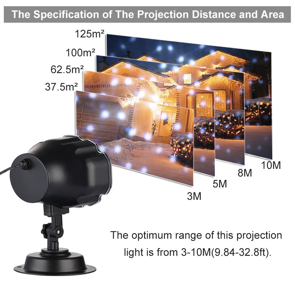 LED Snowfall Lights, LED Projector Snow Falling Lights for Garden, Snowflake view 5