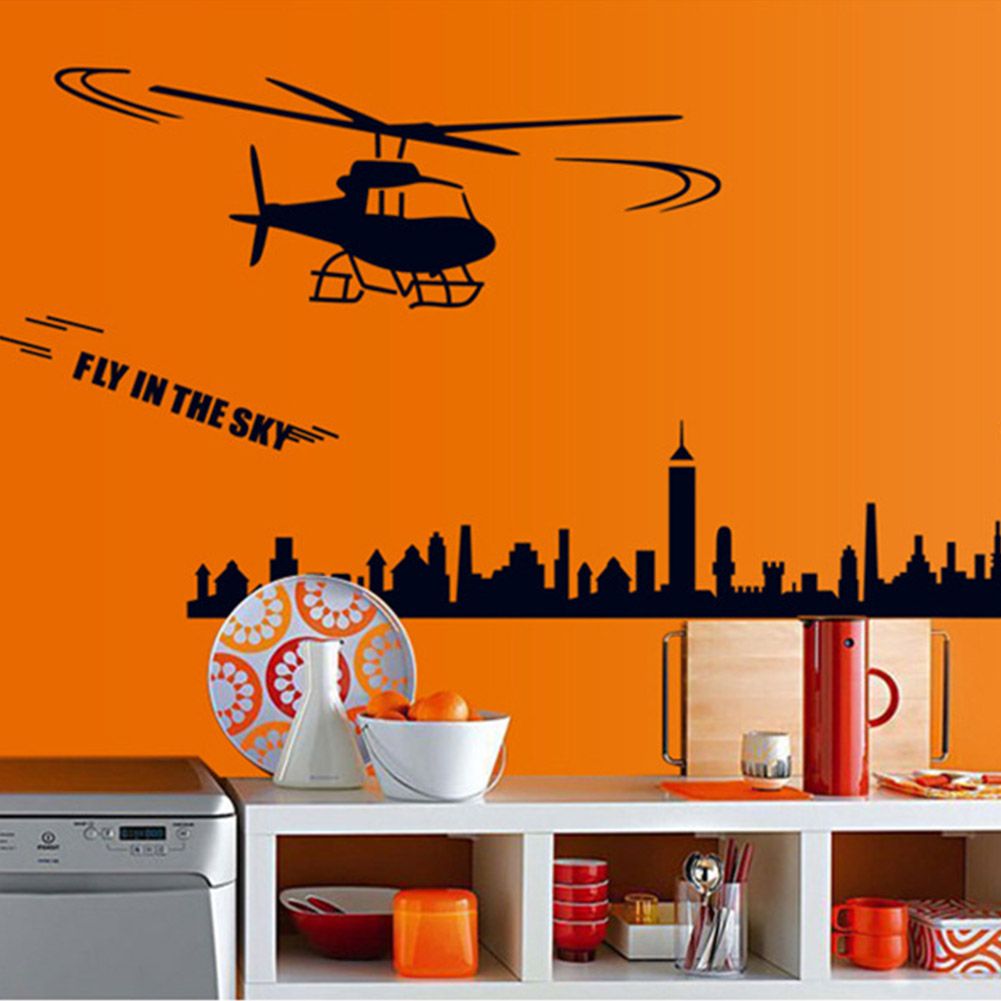 Cartoon Airplane Pattern Wall Decal Bedroom Living Room TV Background Sticker