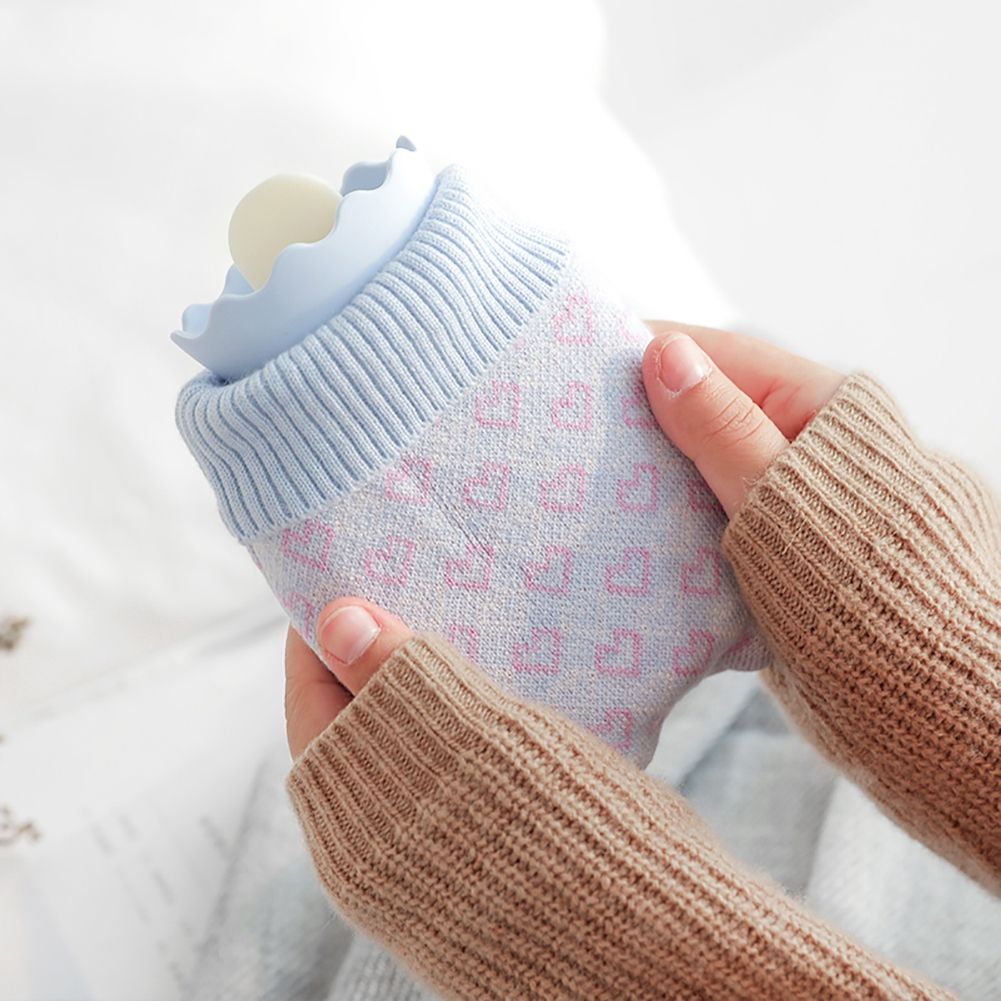 Cute Hot Water Bottle Soft Fleece Plush Transparent PVC Heating Hand Warmer — image 1