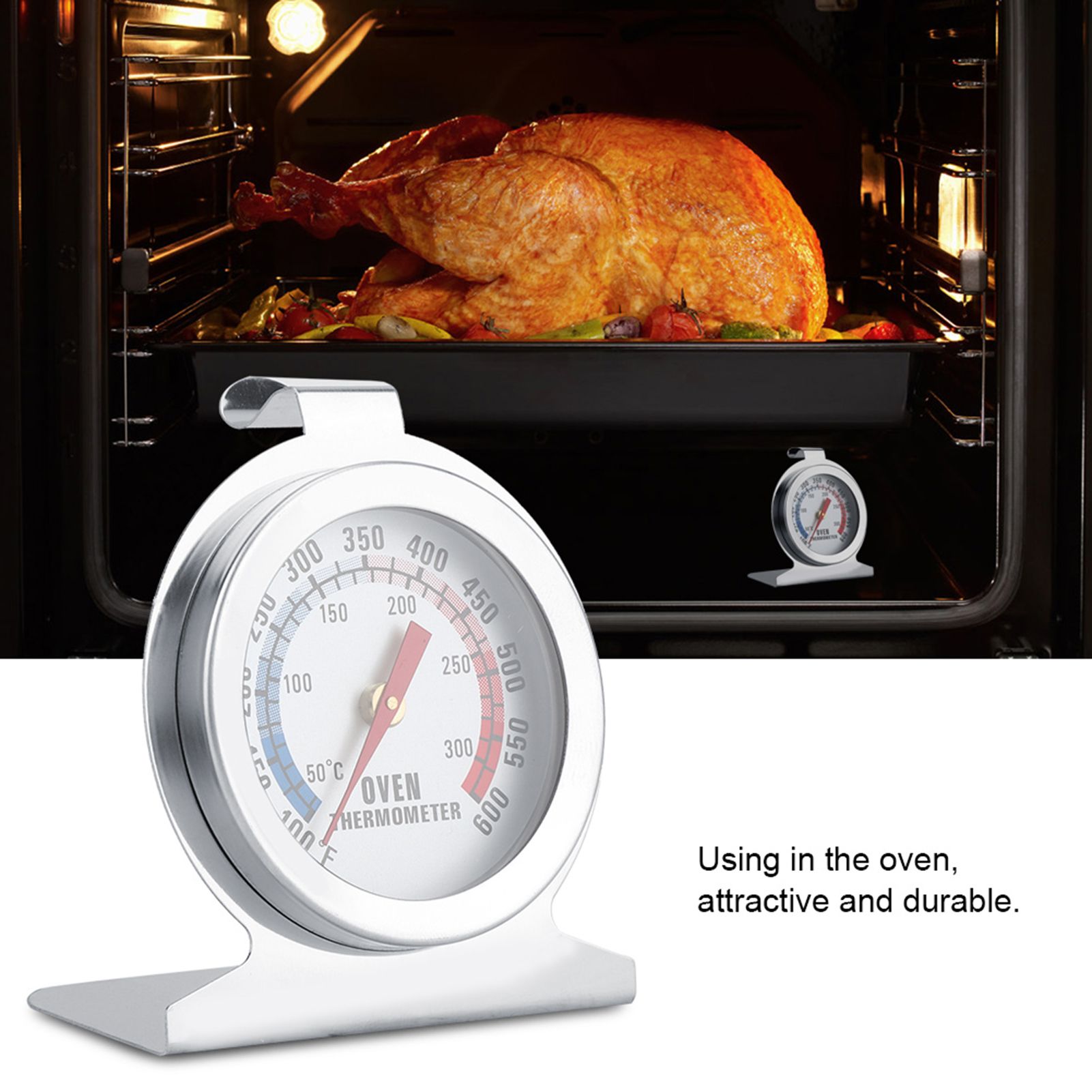 Stainless Steel Pointer Dial Oven Thermometer Food Meat Temperature Gauge view 6