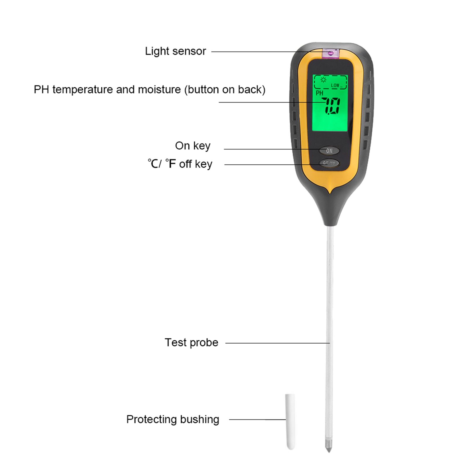 4 In 1 LCD Moisture Temperature Sunlight PH Tester Meter Garden Soil view 6