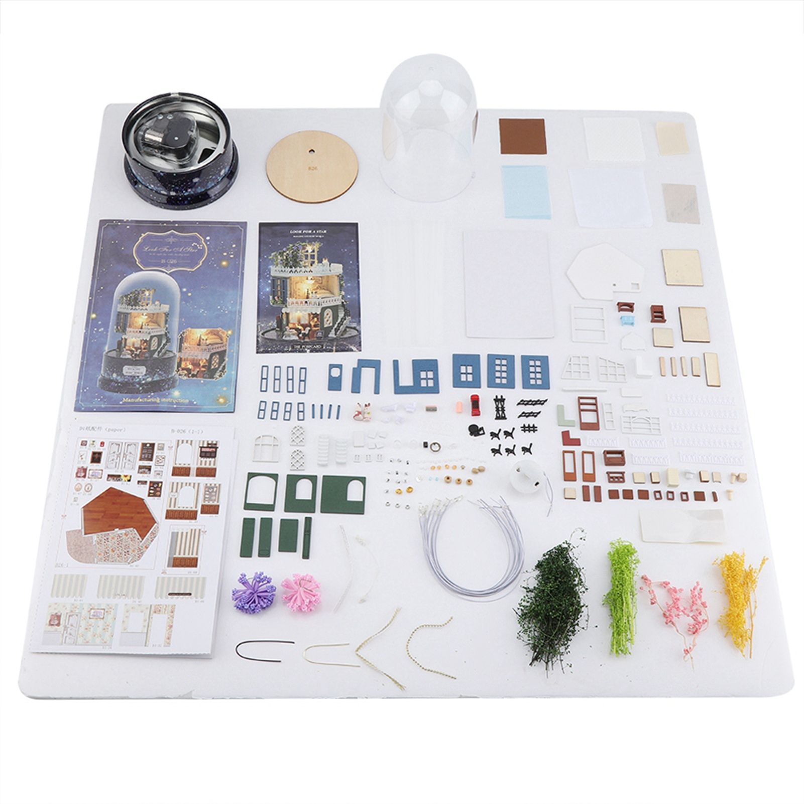 Creative DIY Dollhouse Dream House Miniature with Rotate Music Box Dust Cover view 7