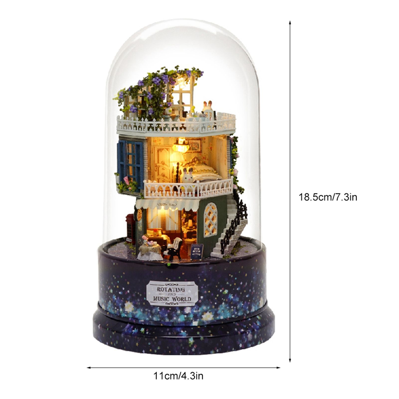 Creative DIY Dollhouse Dream House Miniature with Rotate Music Box Dust Cover view 10