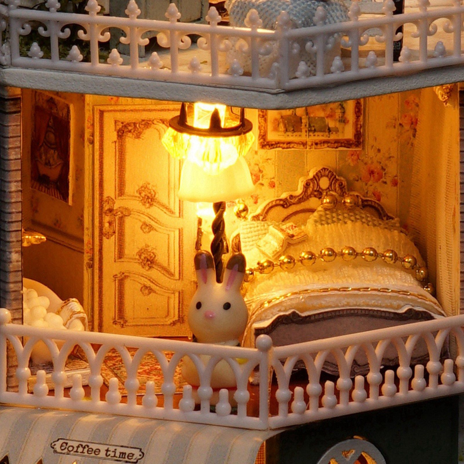Creative DIY Dollhouse Dream House Miniature with Rotate Music Box Dust Cover view 12